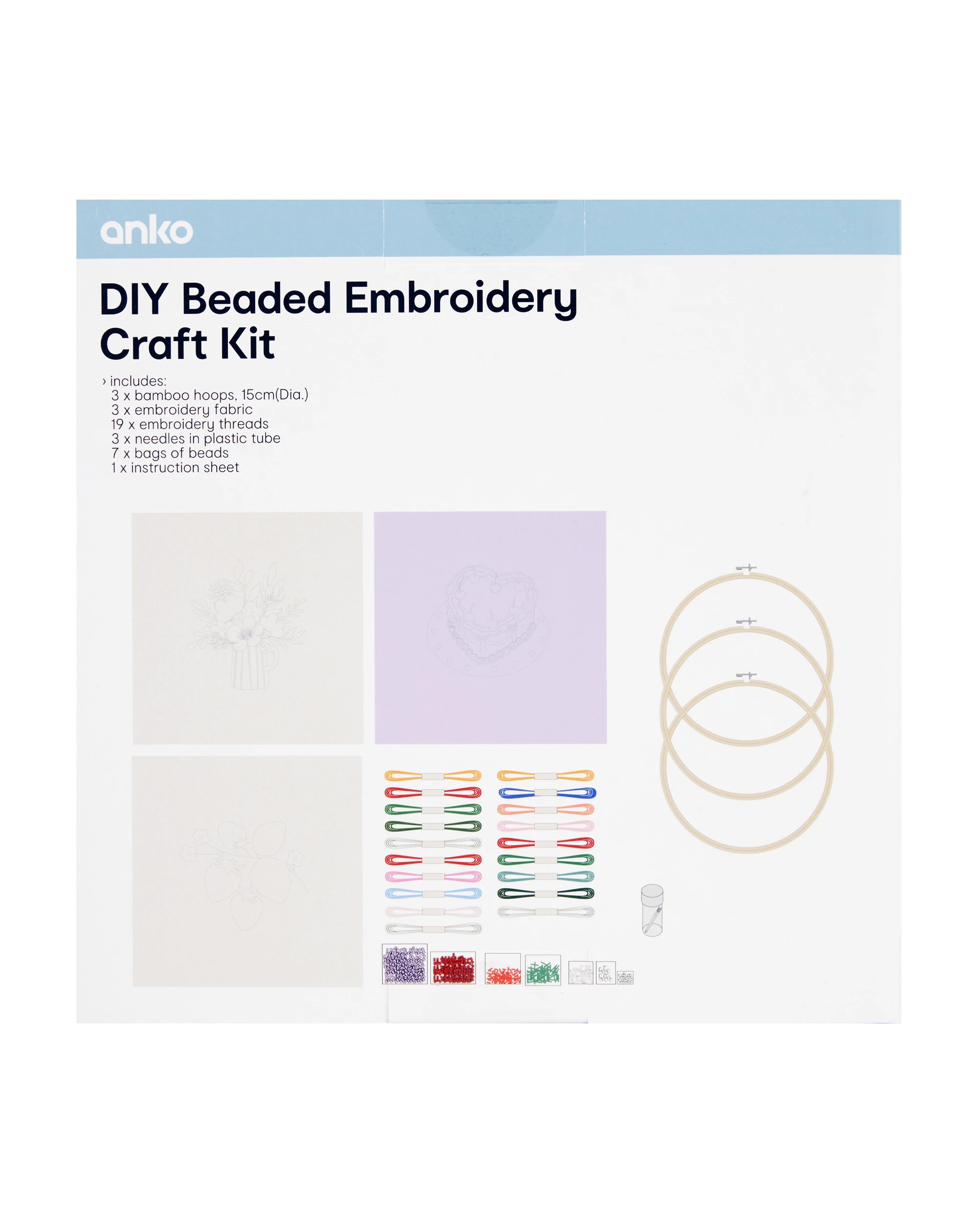 3 DIY Beaded Embroidery Craft Kit, 3 of 3
