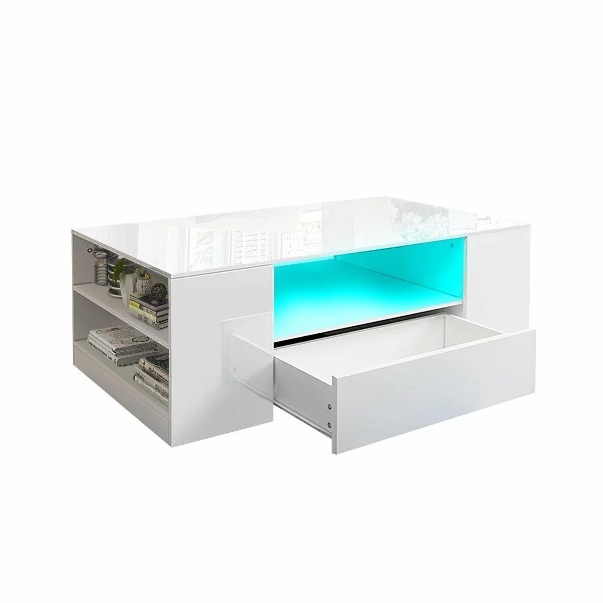 1 Ausway Modern High Gloss Coffee Table Storage, 1 of 7