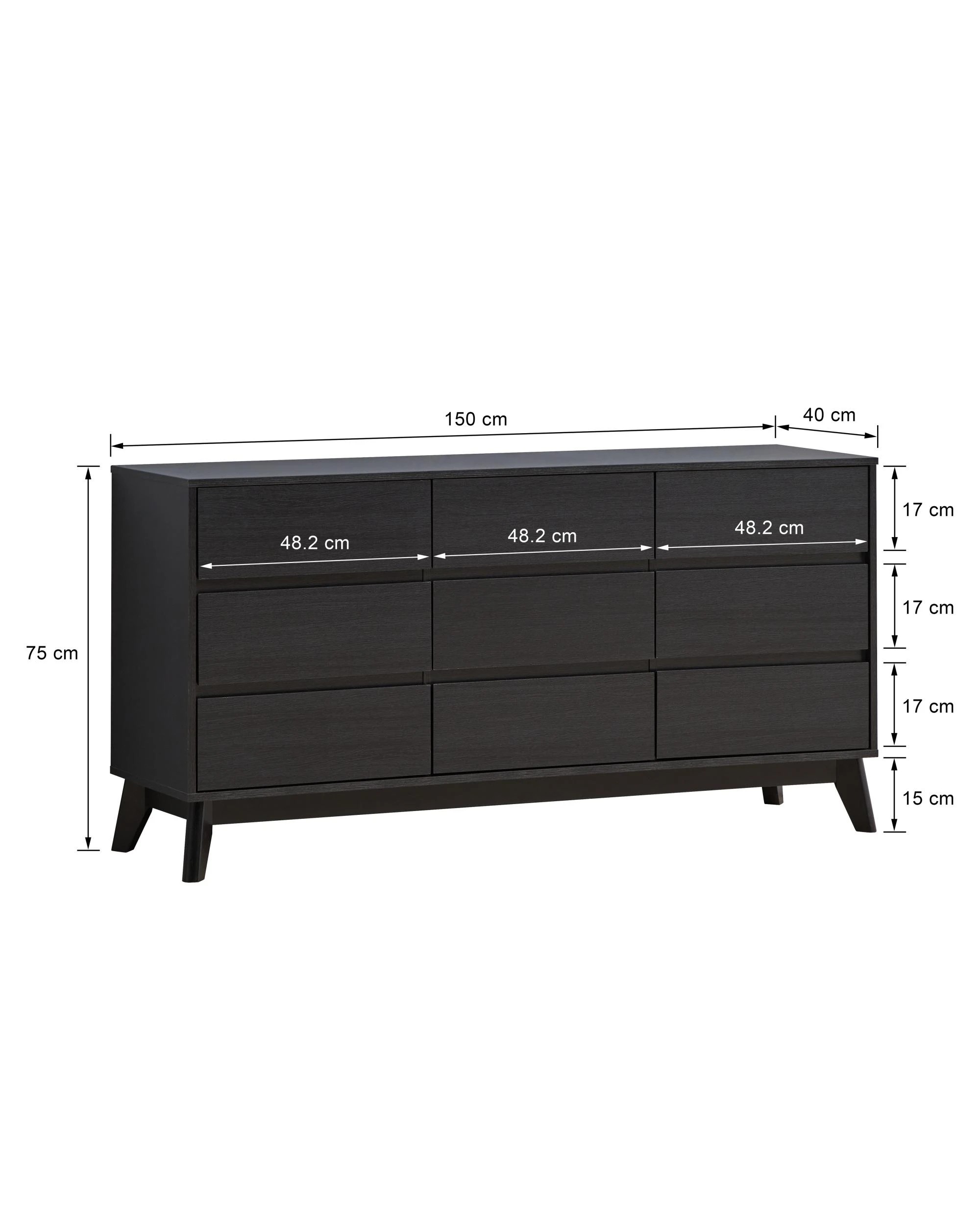 7 Kodu Chest 9 Drawers Tallboy Lowboy Dresser - Black, 7 of 7