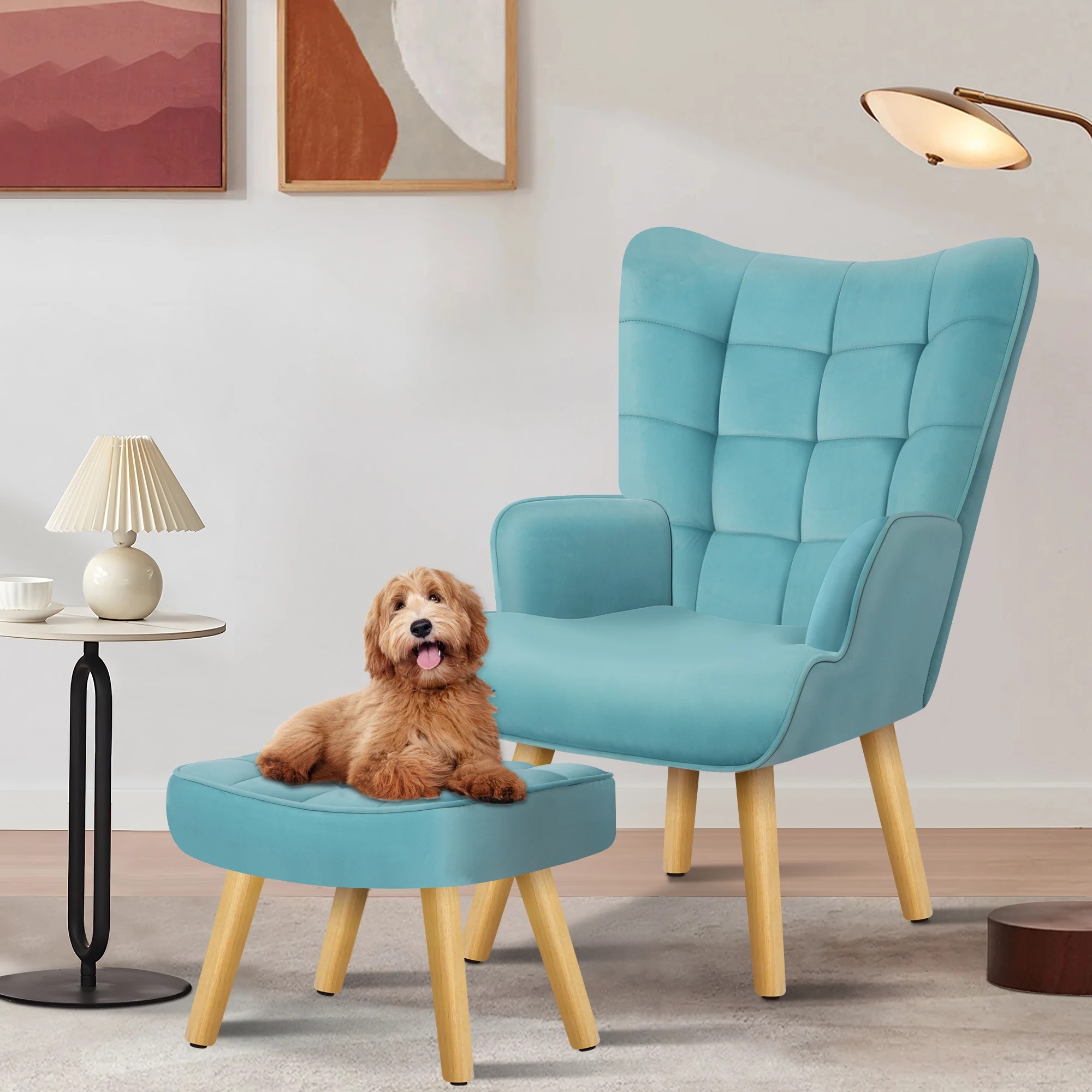 4 Alfordson Armchair Lounge Chair Featherston Replica Accent Chair Couch - Blue, 4 of 10