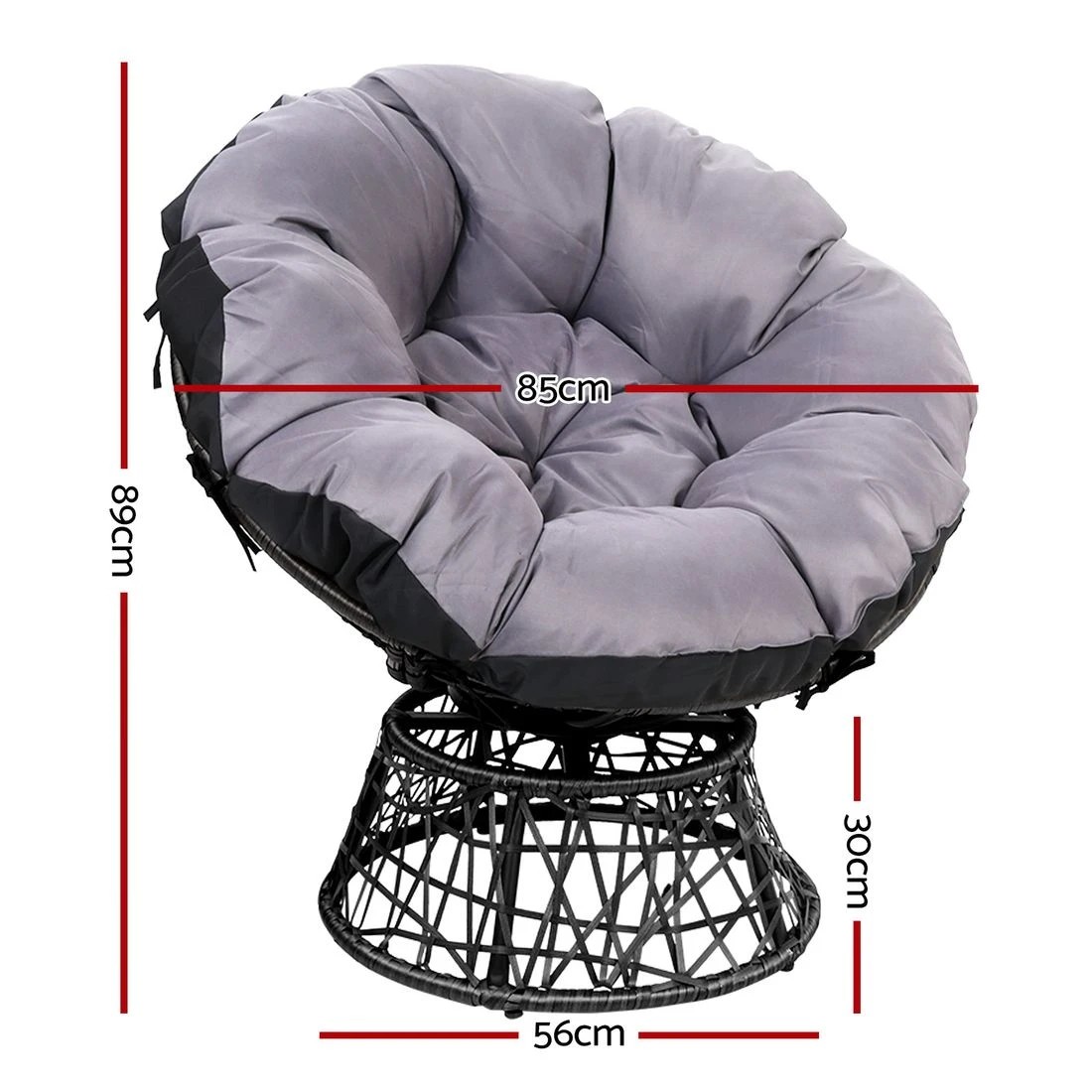2 Gardeon Outdoor Chairs Outdoor Furniture Papasan Chair Wicker Patio Garden - Black, 2 of 8