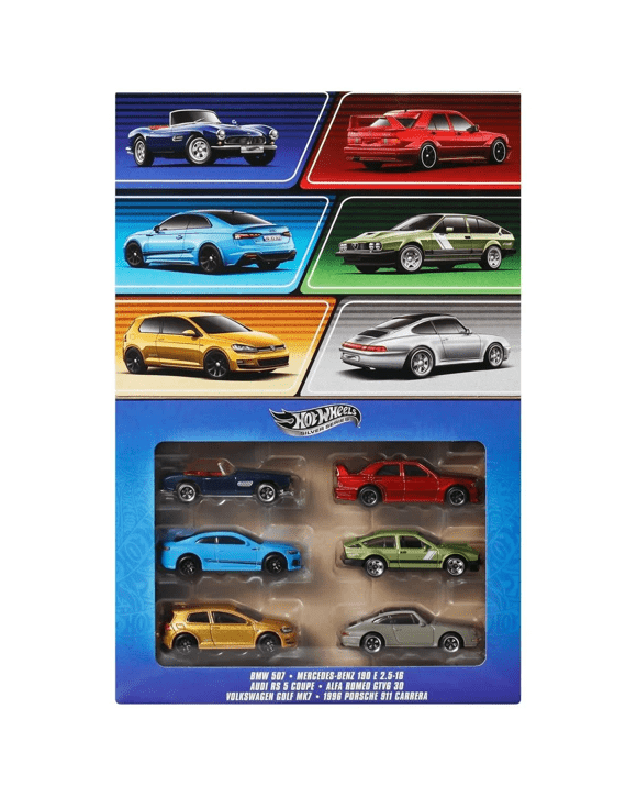6 Pack Hot Wheels Silver Series Euro Style Car Set
