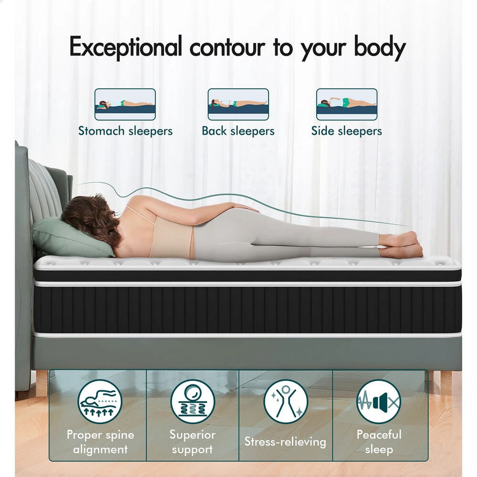 4 Alfordson Mattress Euro Top Spring Foam Bedding 22CM Medium Firm - Single Bed, 4 of 10