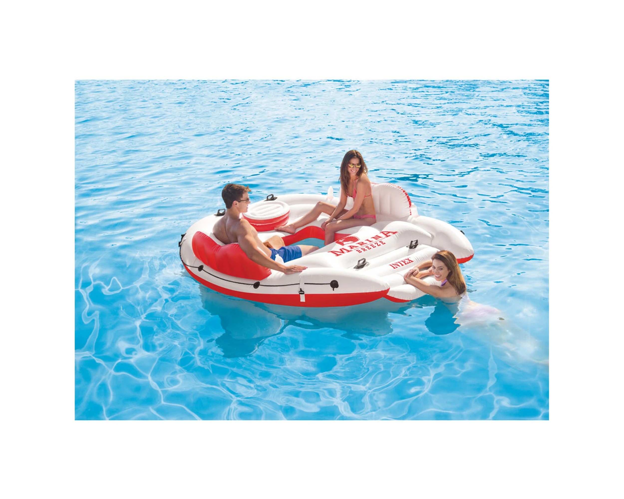 4 INTEX Marina Breeze Inflatable Pontoon Raft For 5 Adults 259x221x58cm PVC - White, 4 of 7