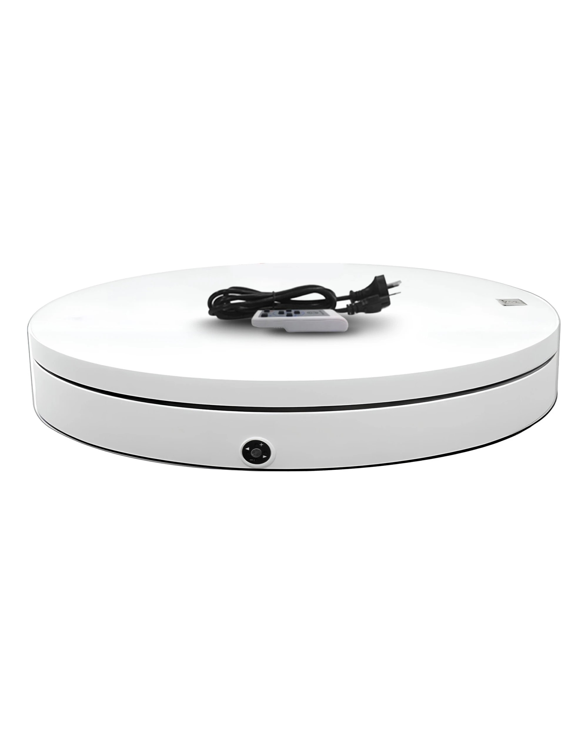1 Christabelle 60cm 100kg Commercial Electric Shop Display Rotating Turntable Platform with Power Outlet - White, 1 of 5