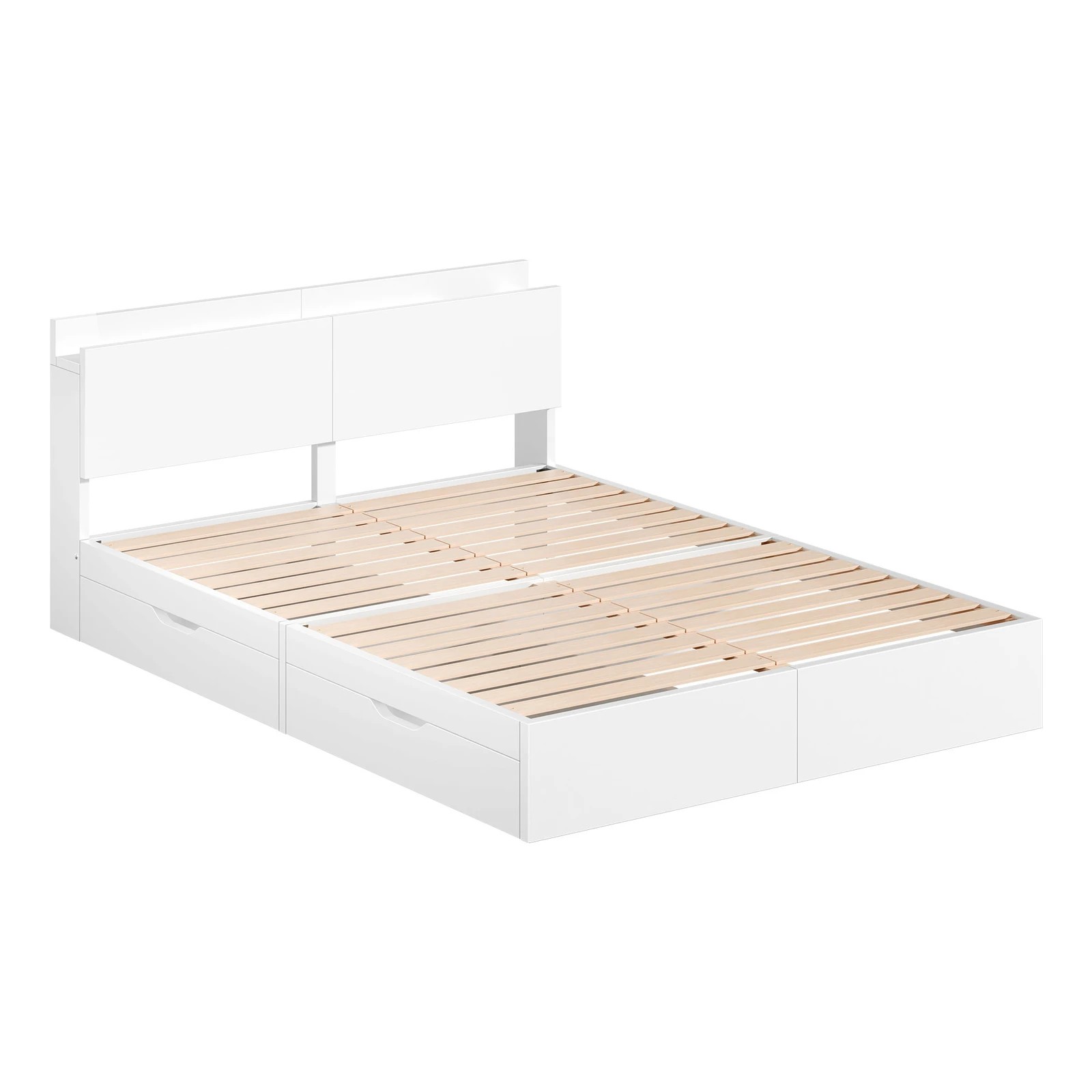 8 Alfordson Wooden Bed Frame King Size with Charging Station & 2 Drawers - White, 8 of 10