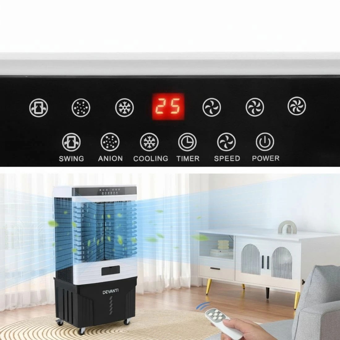 6 Devanti 60L Evaporative Air Cooler Conditioner - White, 6 of 7