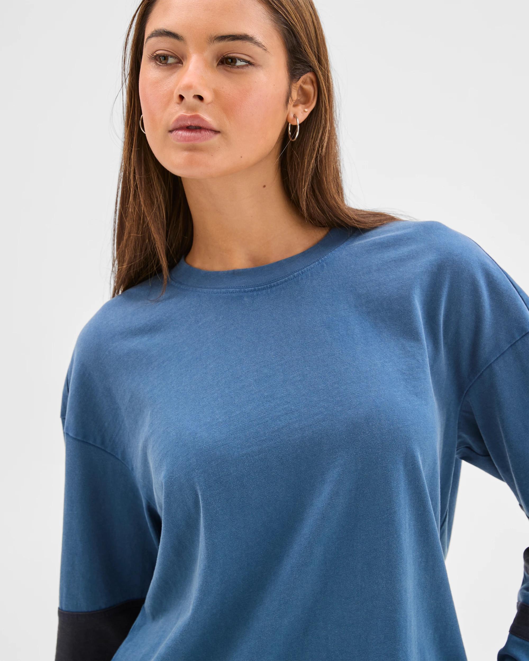 4 Lily Loves Relaxed Long Sleeve T-Shirt WASHED BLUE, 4 of 7