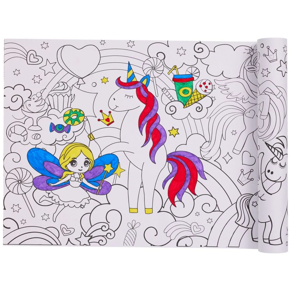 2 Colouring Paper Roll Set 30cm x 2.95m Unicorns and Fairies, 2 of 5