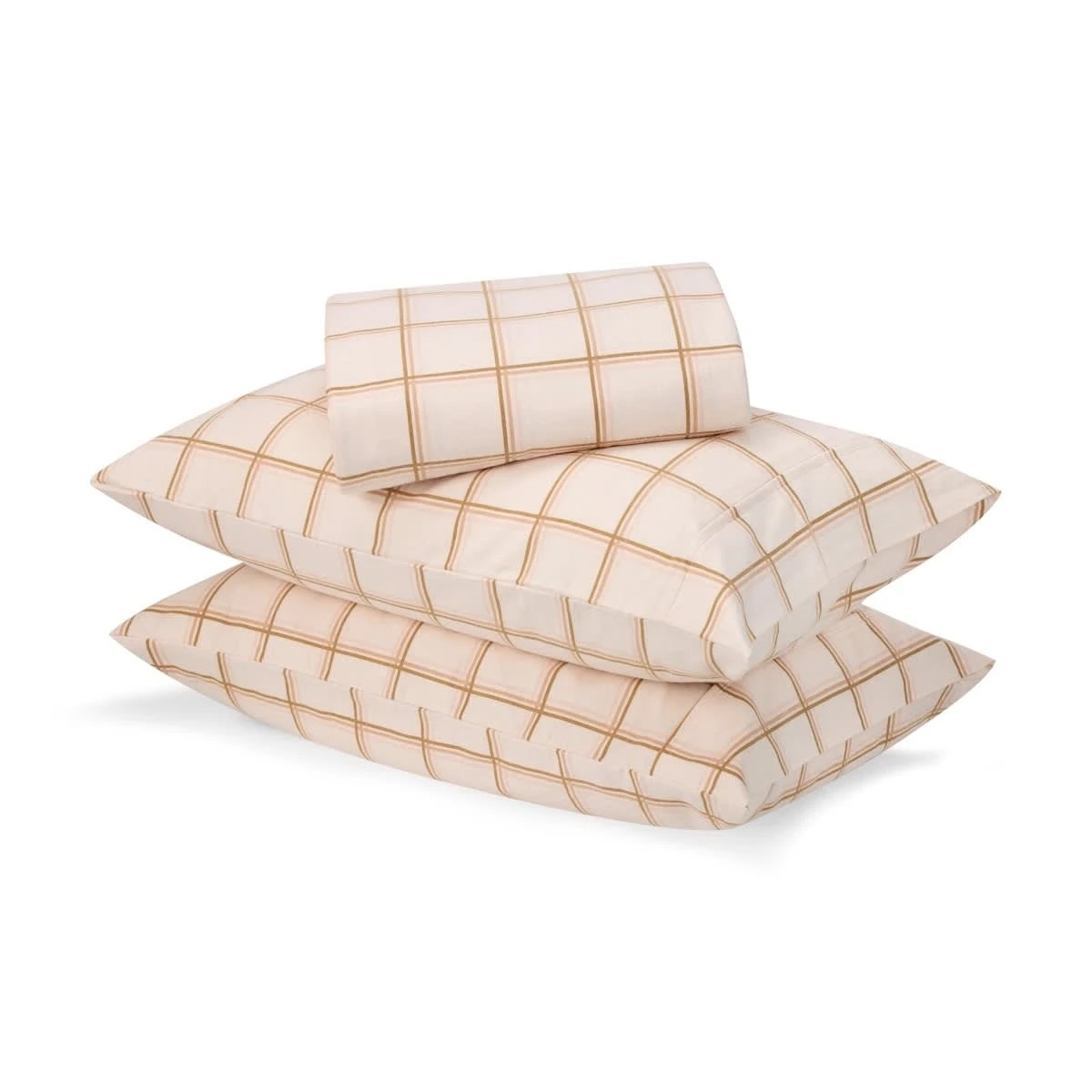 1 Flannelette Cotton Check Sheet Set - Double Bed, Pink, 1 of 7
