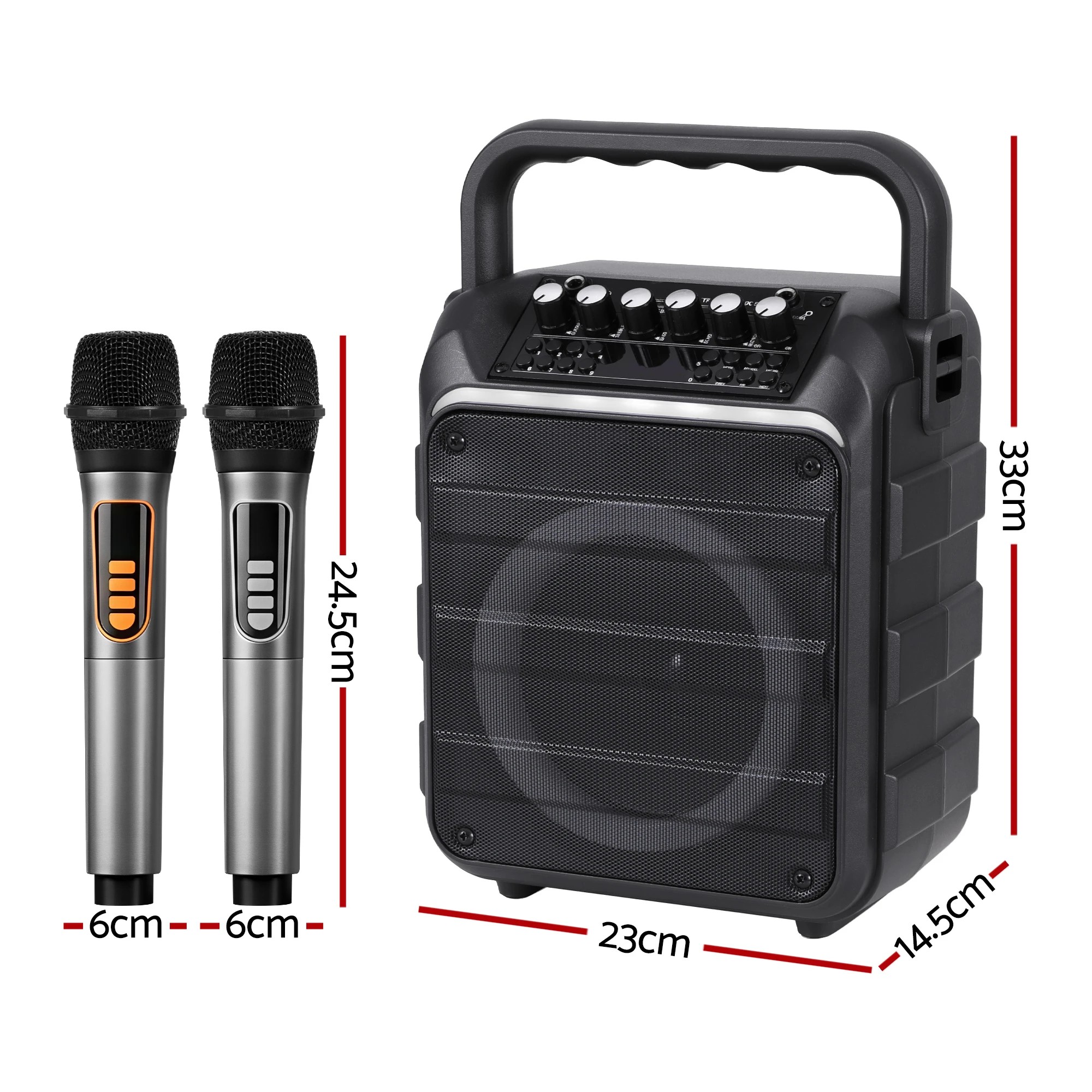 2 Alpha Portable Karaoke Machine with 2 Wireless Microphones for Adults Kids Bluetooth 5.3 - Black, 2 of 3