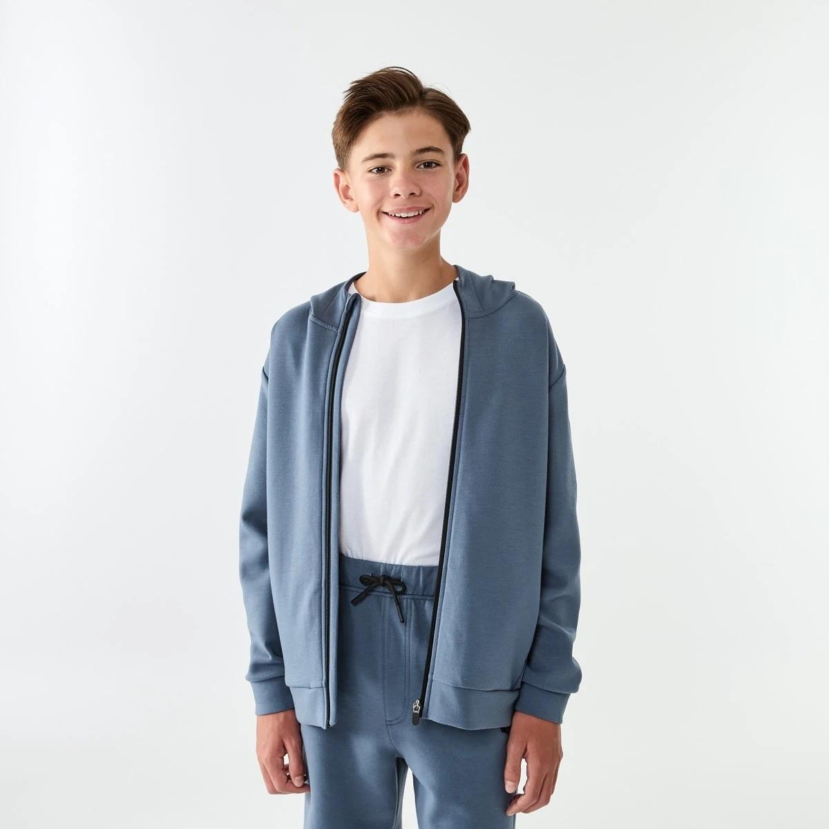 1 Active Kids Zip Through Hoodie Vintg Blue, 1 of 10