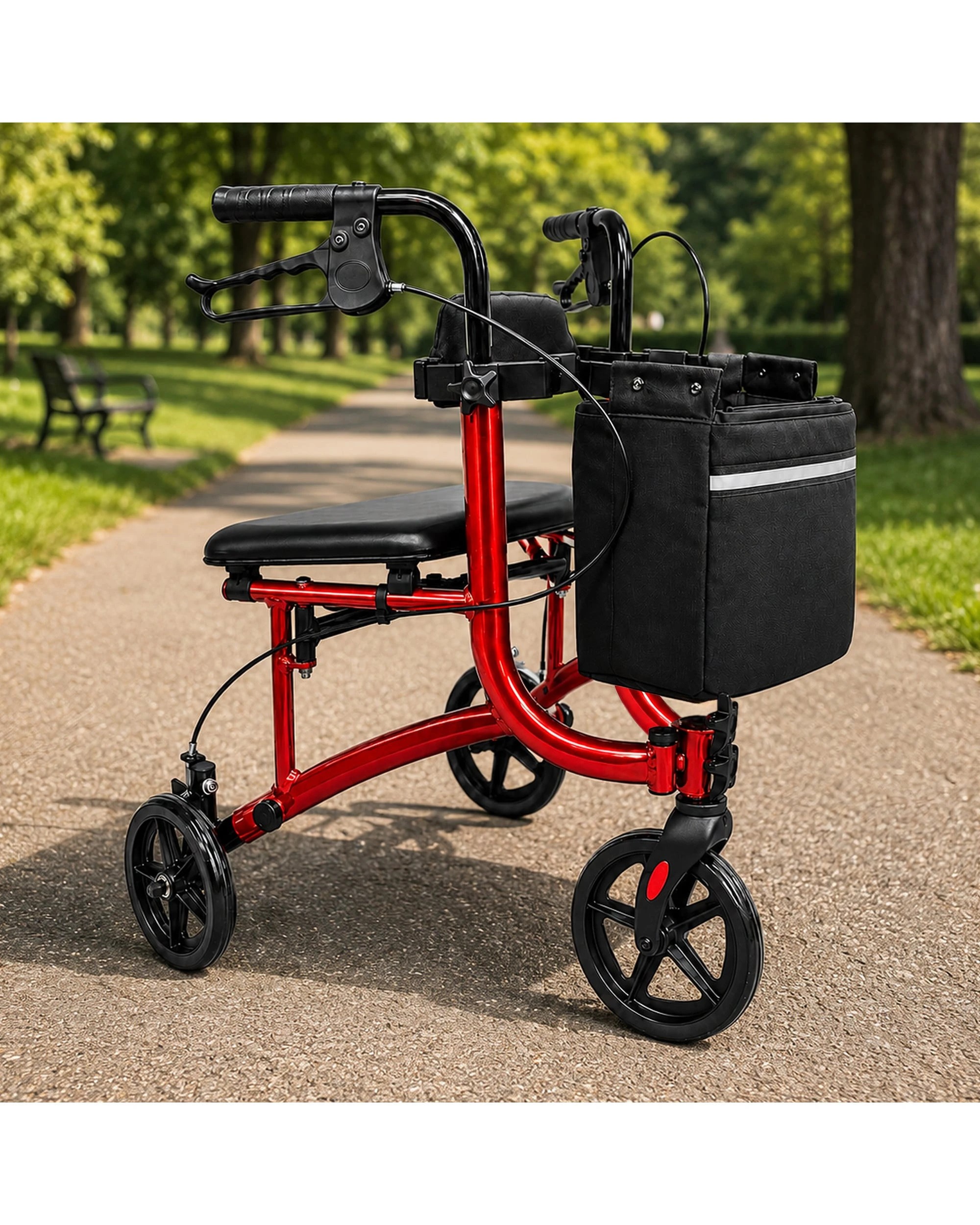 Orthonica 3-Wheel Folding Rollator Walker with Seat Lightweight ...