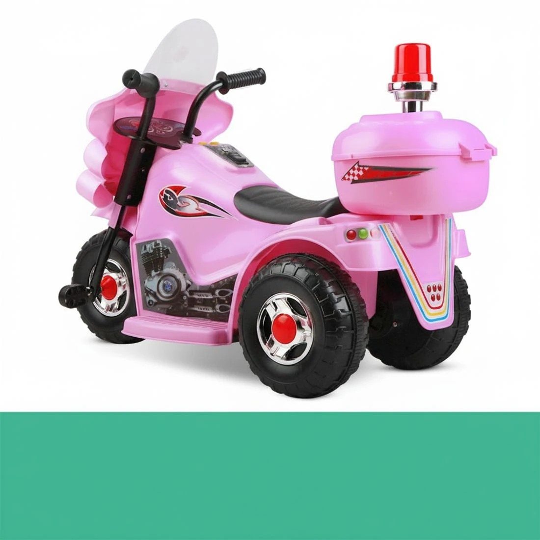 4 Rigo Kids Electric Ride On Police Motorcycle Motorbike 6V Battery - Pink, 4 of 9