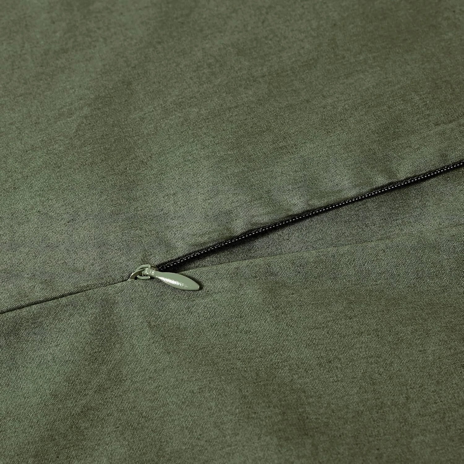 4 Gioia Casa Vintage Washed Cotton Quilt Cover Set Soft Breathable - Single Bed - Khaki Green, 4 of 4