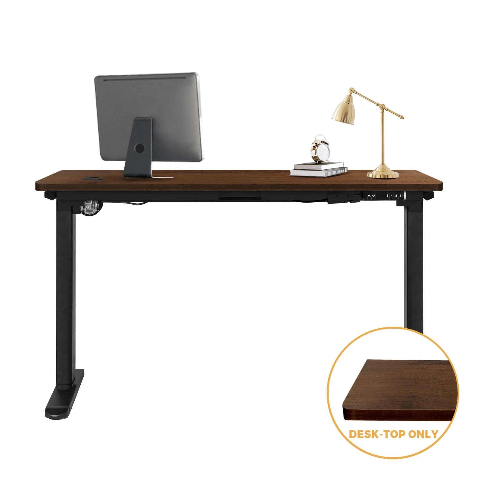 6 Oikiture Standing Desk Top Adjustable Electric Desk Board Computer Table
 - Brown, 6 of 8