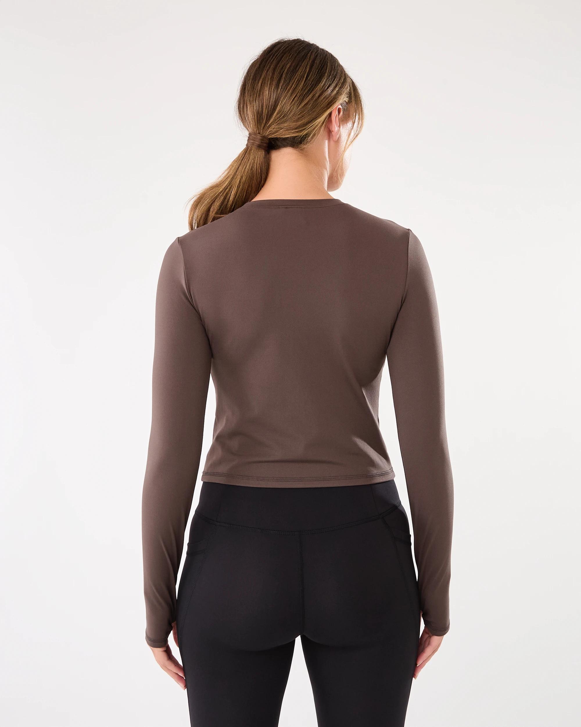 3 Active Womens Long Sleeve Ultrasoft Top Espresso, 3 of 7
