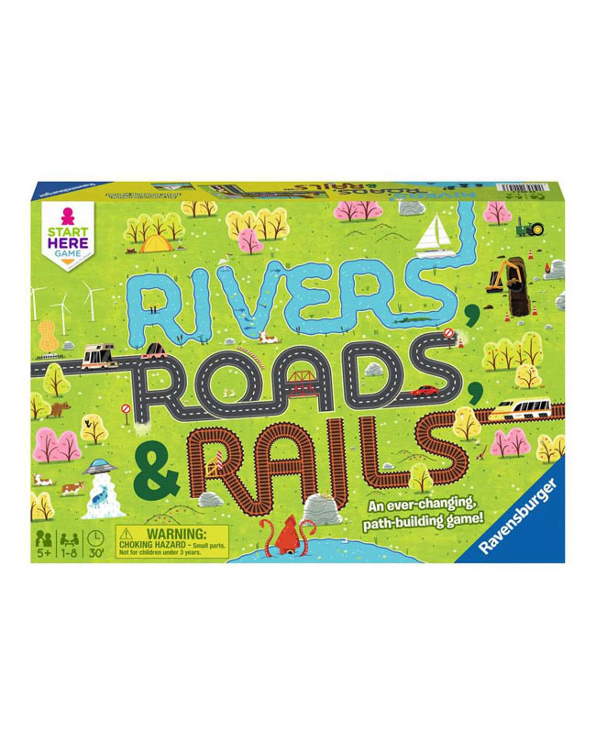1 Ravensburger Rivers, Roads and Rails Board Game, 1 of 1