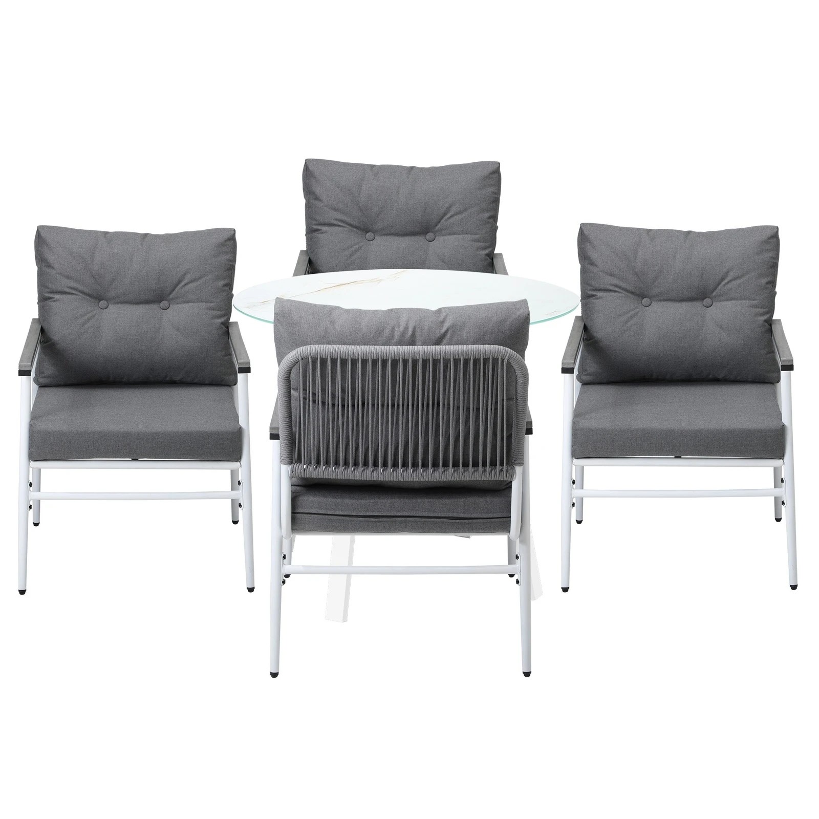 7 Livsip Outdoor Dining Setting Patio Furniture Set 4 Seater Tempered Glass Table - Multi, 7 of 9