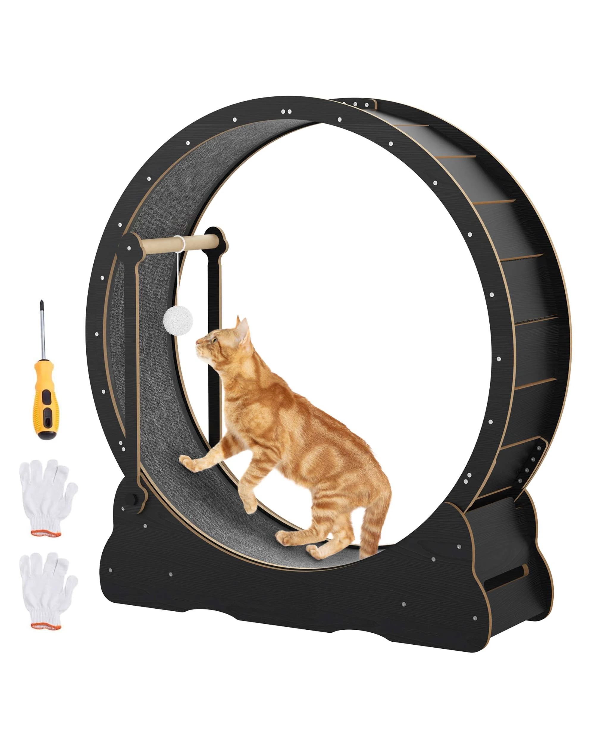 2 Advwin All-in-One Cat Exercise Wheel With Teaser Pet Treadmill, 2 of 7