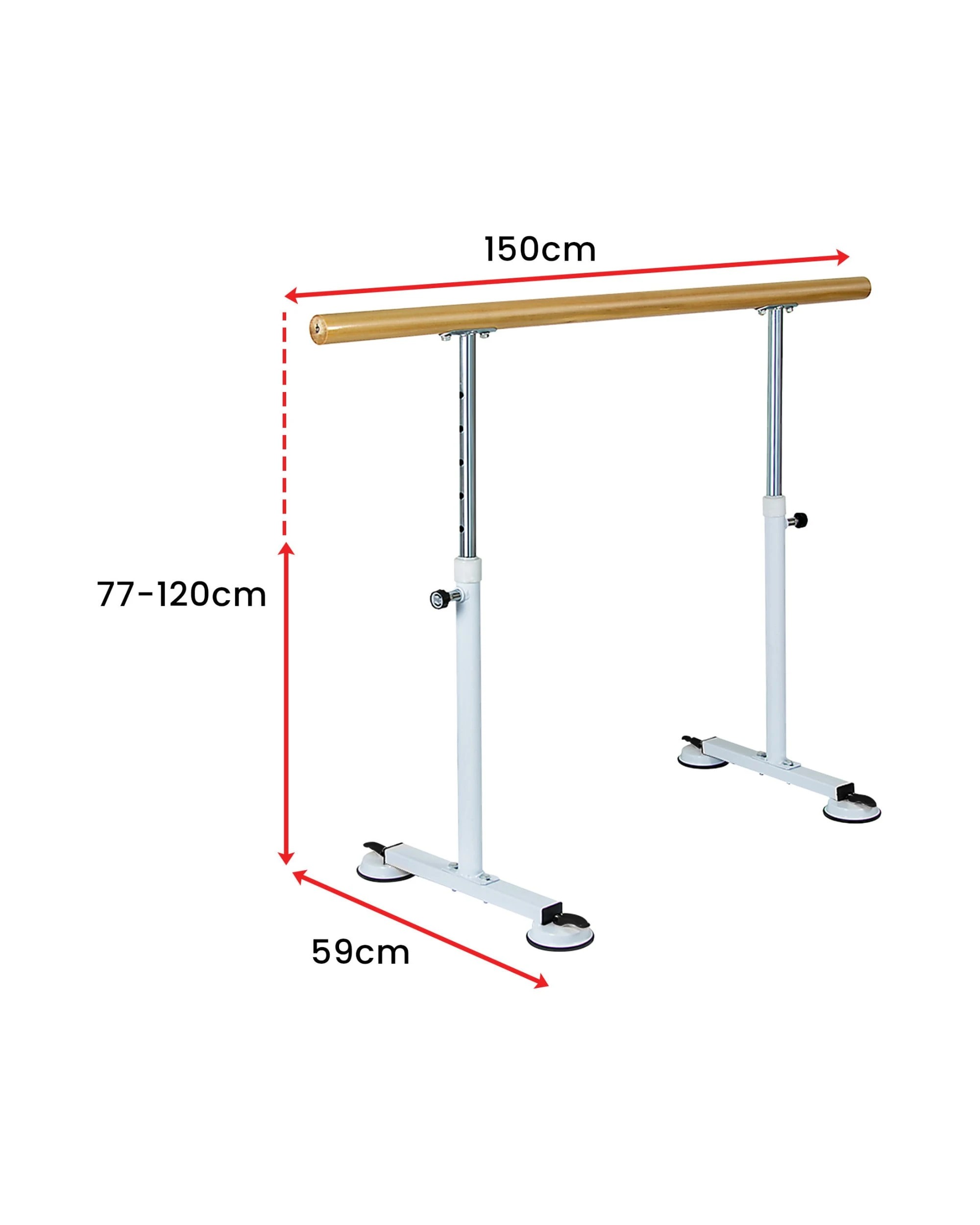 3 Powertrain 150cm Ballet Barre Freestanding Adjustable Height - Natural, 3 of 5