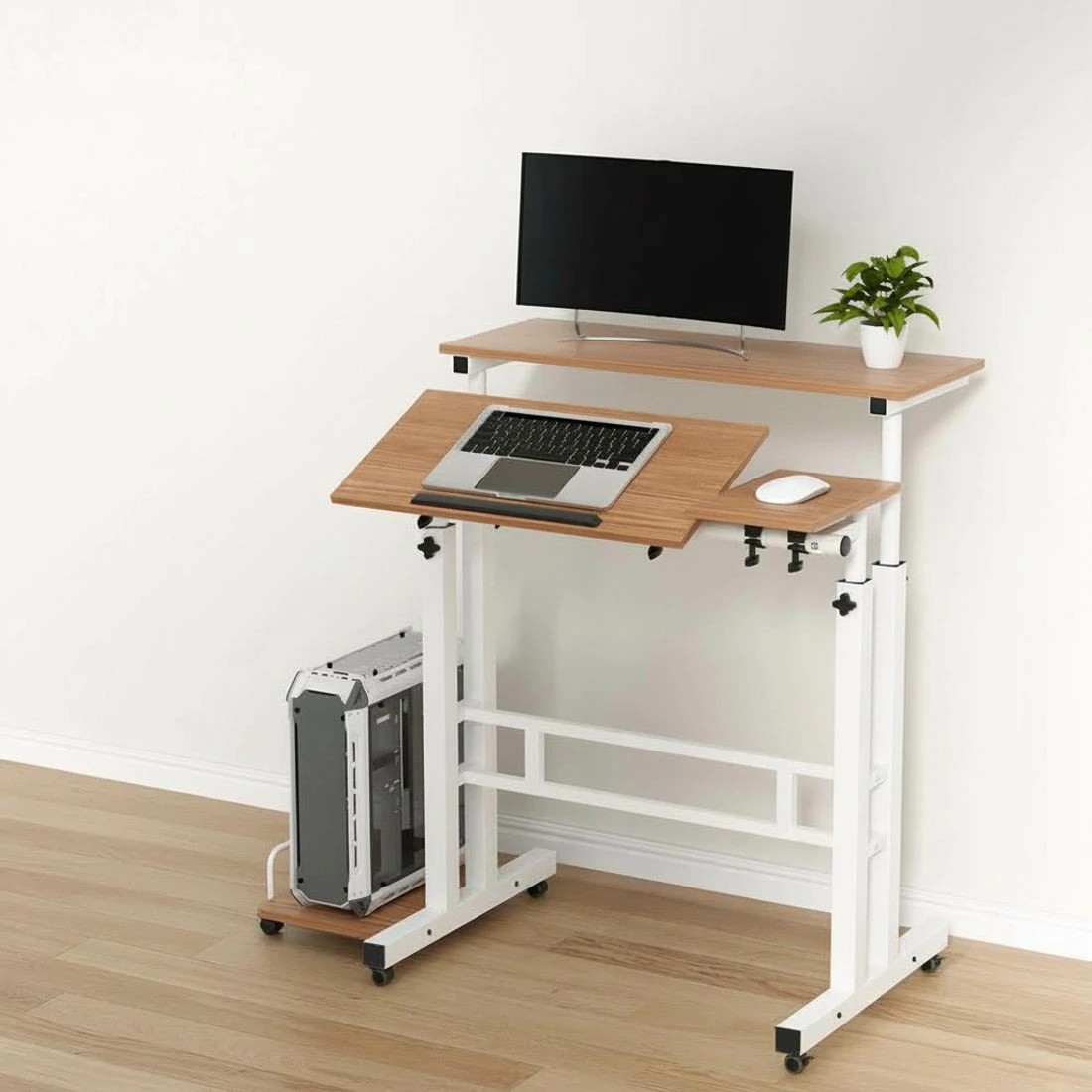 3 Artiss Laptop Desk Table Adjustable Light Wood 80CM - Brown, 3 of 8