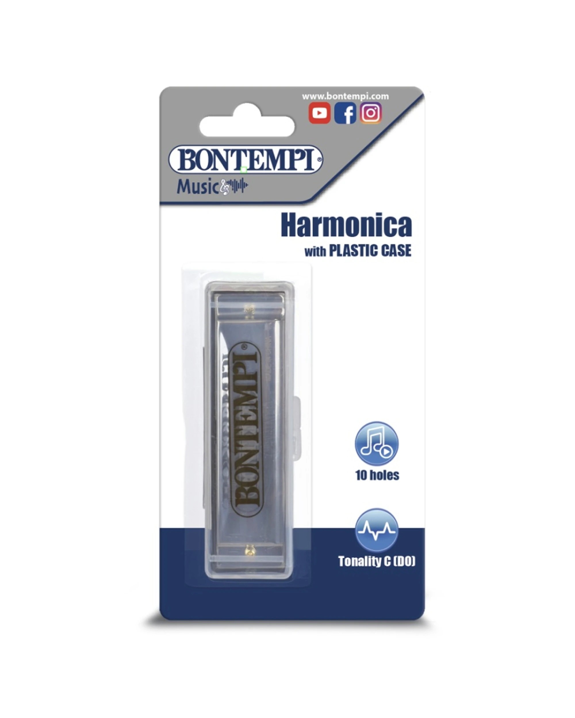 3 Bontempi Metal Harmonica 10 Note With Plastic Case Compact Music Instrument - Multi, 3 of 4