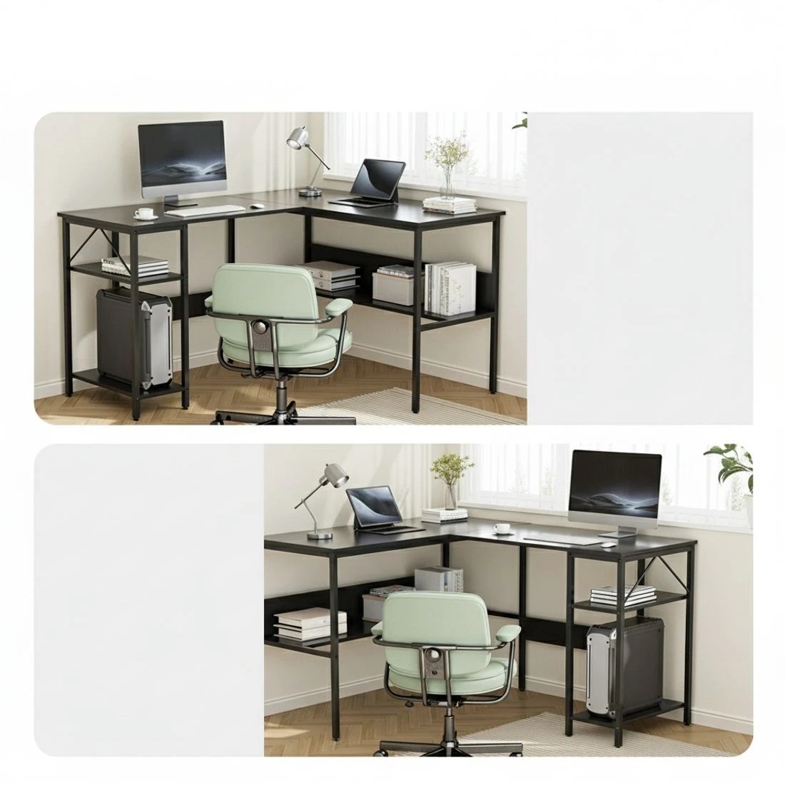 3 Artiss Computer Desk L shape Home Office Study Table Desks Open Shelf - Black, 3 of 5