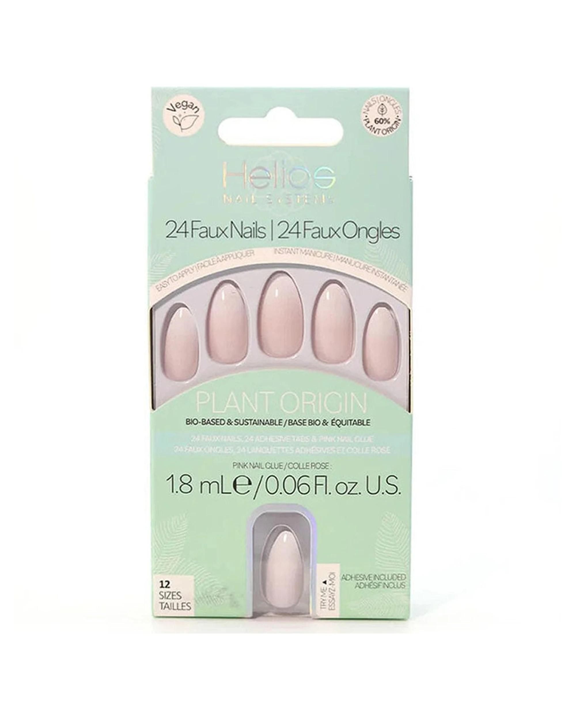 1 Helios 24pc Plant Based Press On Nails French Pink Stiletto Set - Pink, 1 of 1