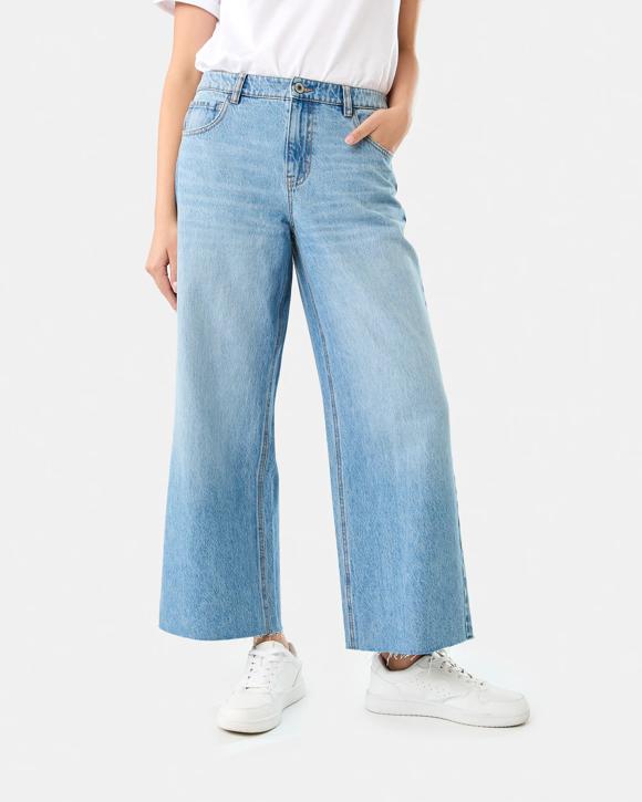 Wide Leg Raw Hem Jeans