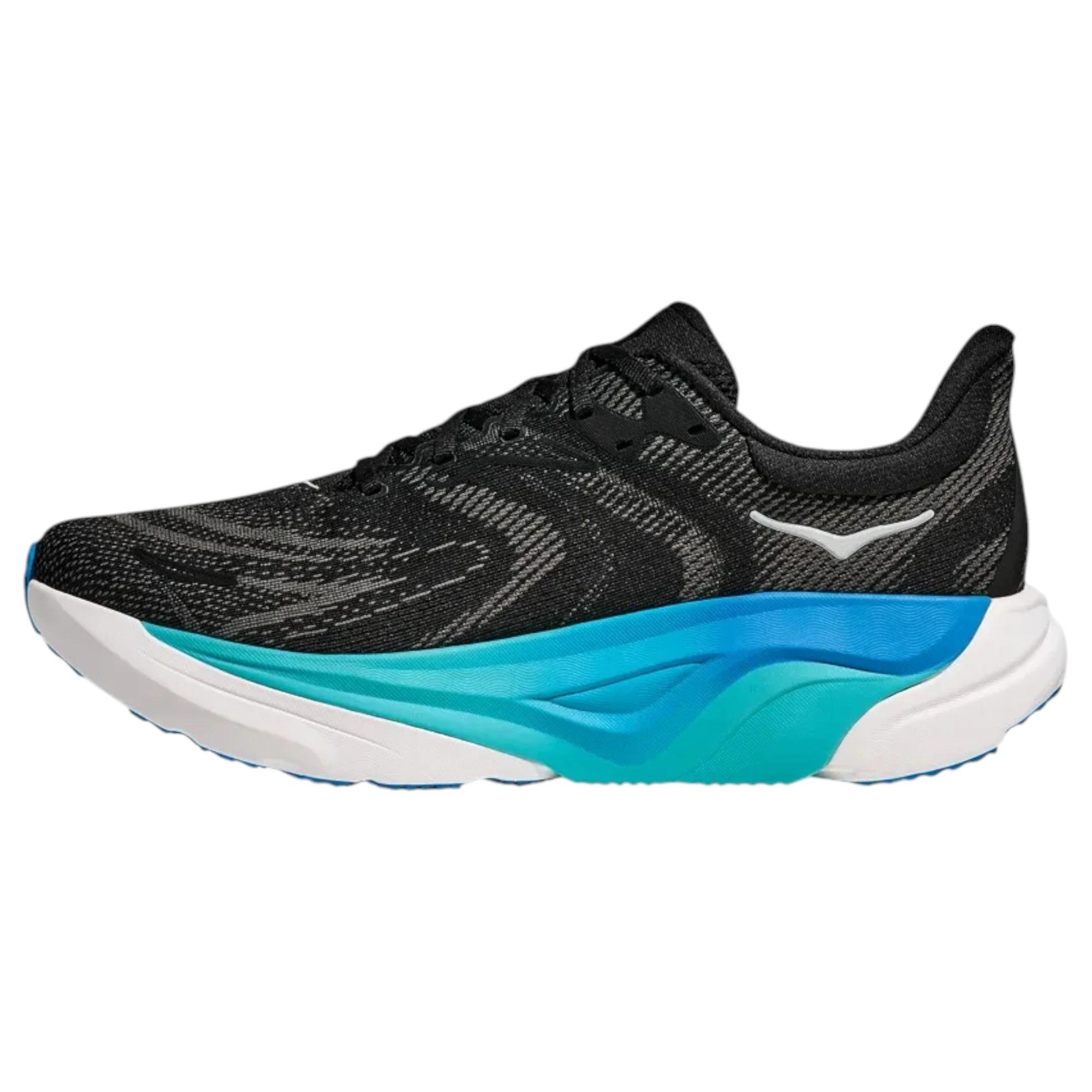 6 Hoka Mens Arahi 8 Athletic Running Shoes BLACK/SKYWARD BLUE, 6 of 7