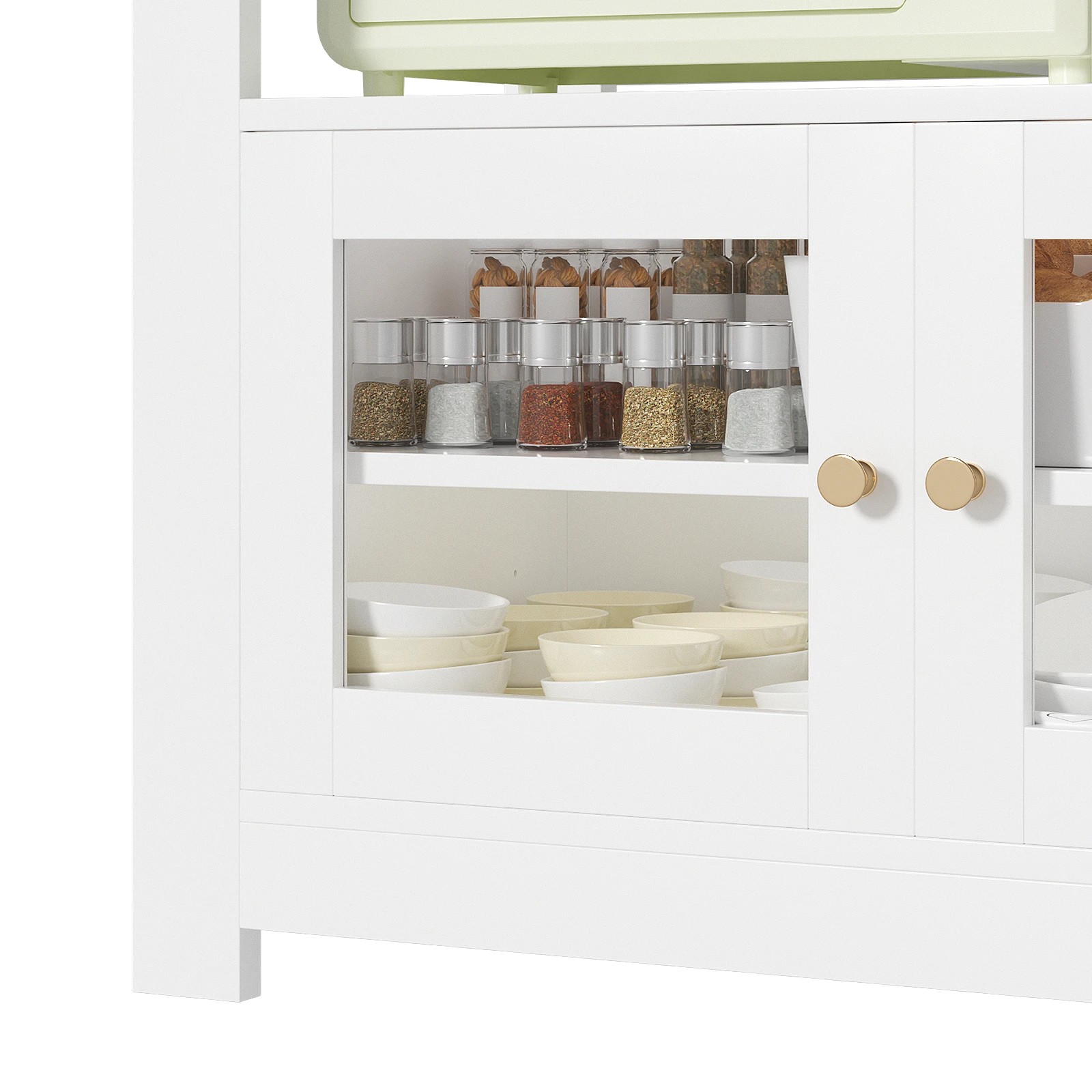 8 Advwin Kitchen Bakers Rack with Power Outlets Storage Hooks - White, 8 of 10