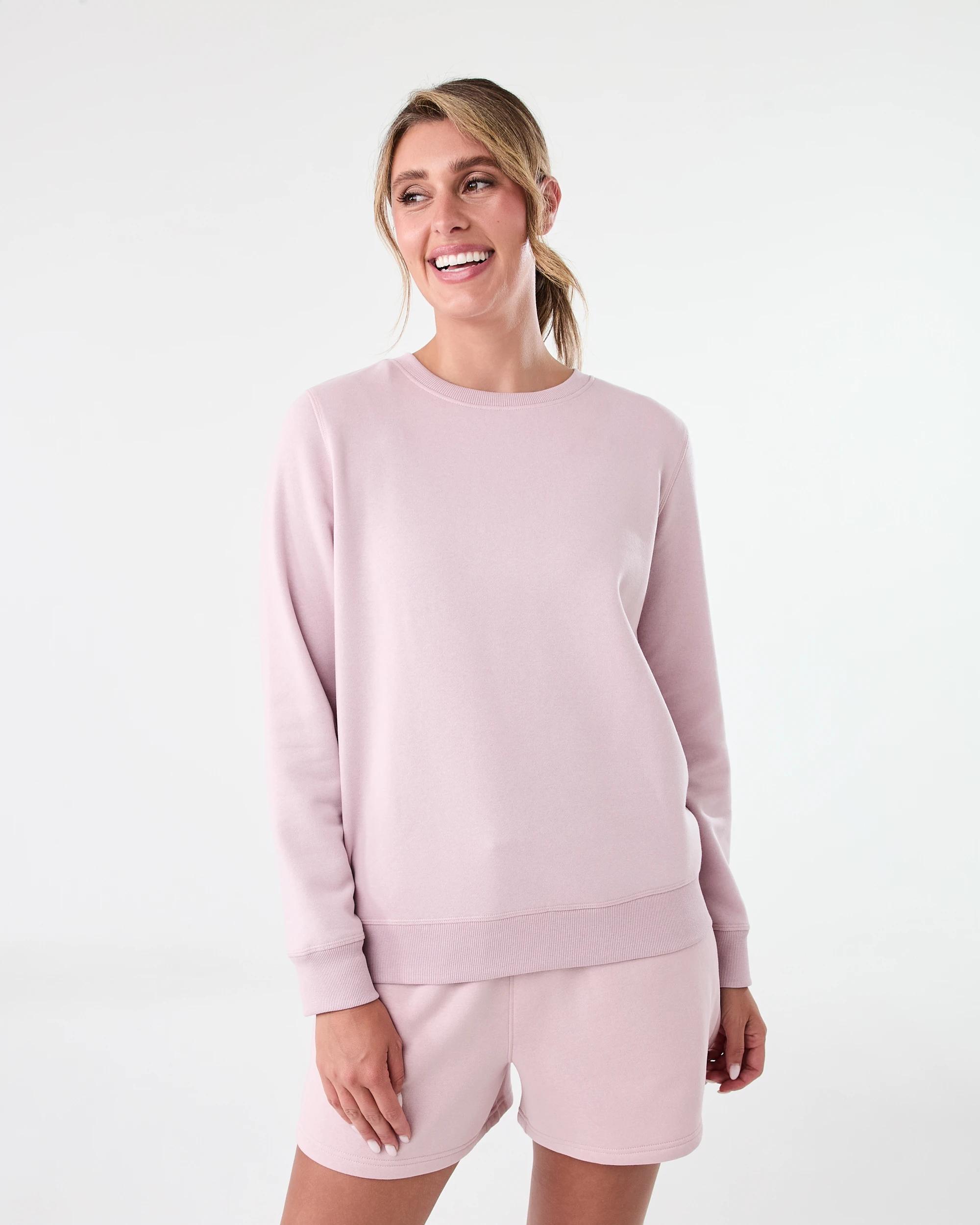 1 Active Womens Basic Crew Neck Sweatshirt Sol B Pink, 1 of 7