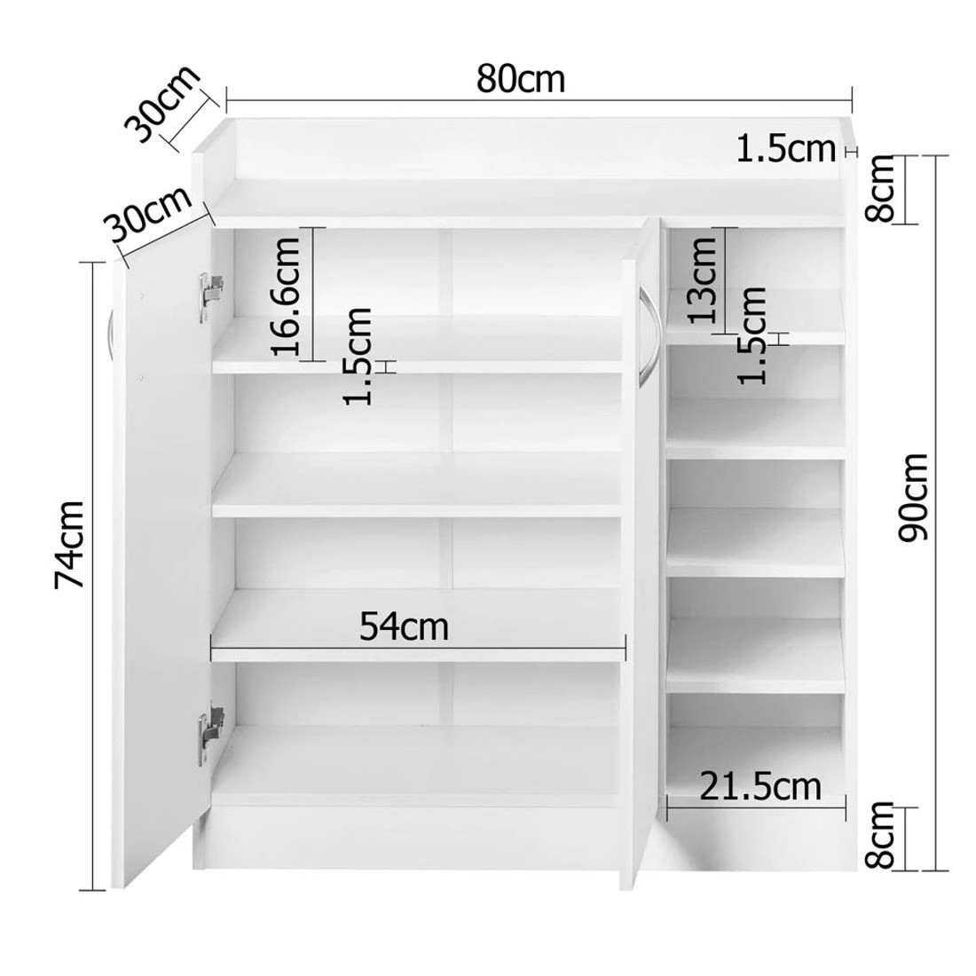 4 Artiss Shoe Rack Cabinet 21 Pairs Adjustable Shelves - White, 4 of 10