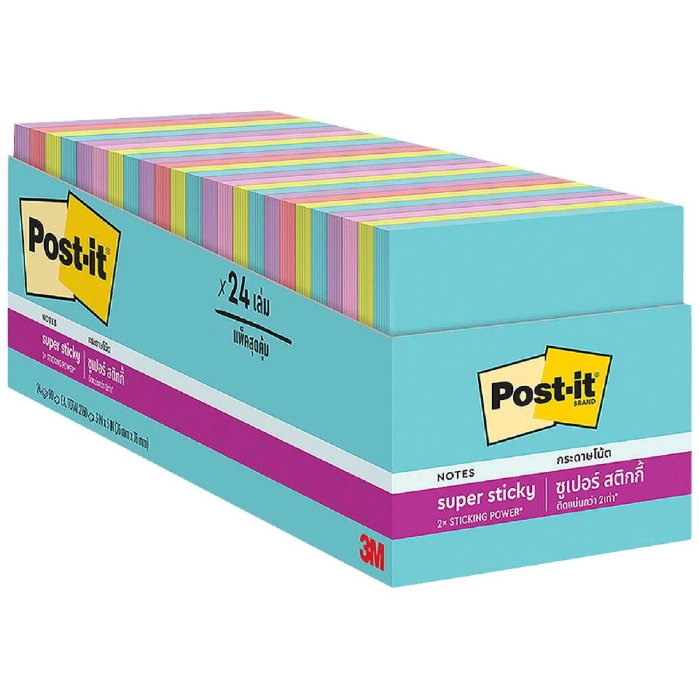 1 Post-it Super Sticky Notes 76 x 76mm Supernova Neons 24 Pack, 1 of 9