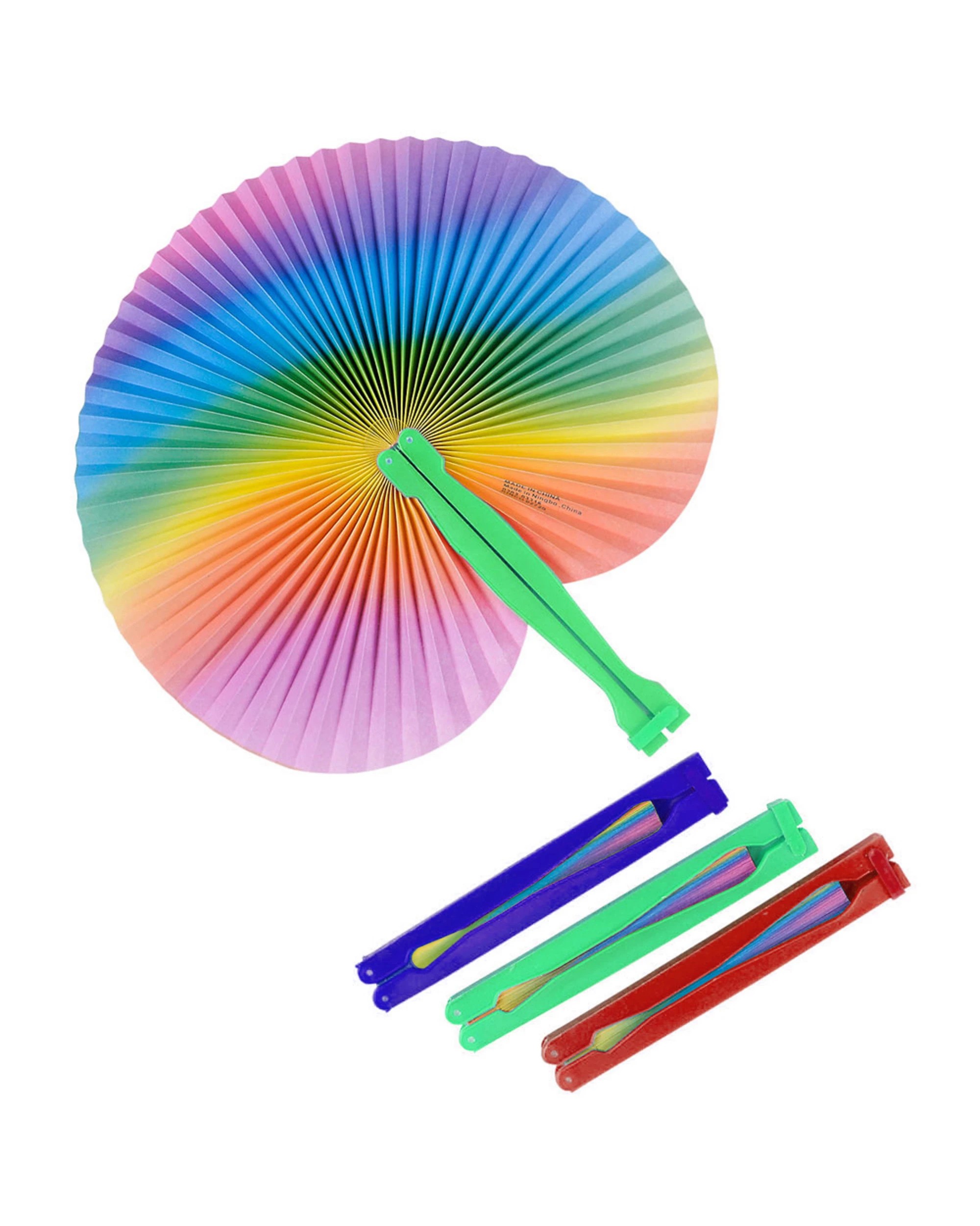2 Partyrama Rainbow Coloured Paper Fans Pack of 12, 2 of 2