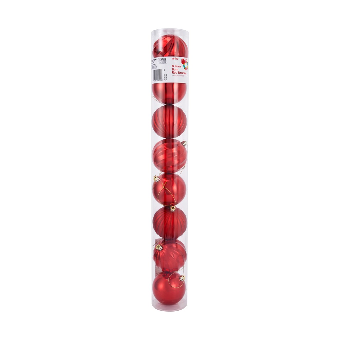 7 8 Pack 8cm Red Baubles, 7 of 7
