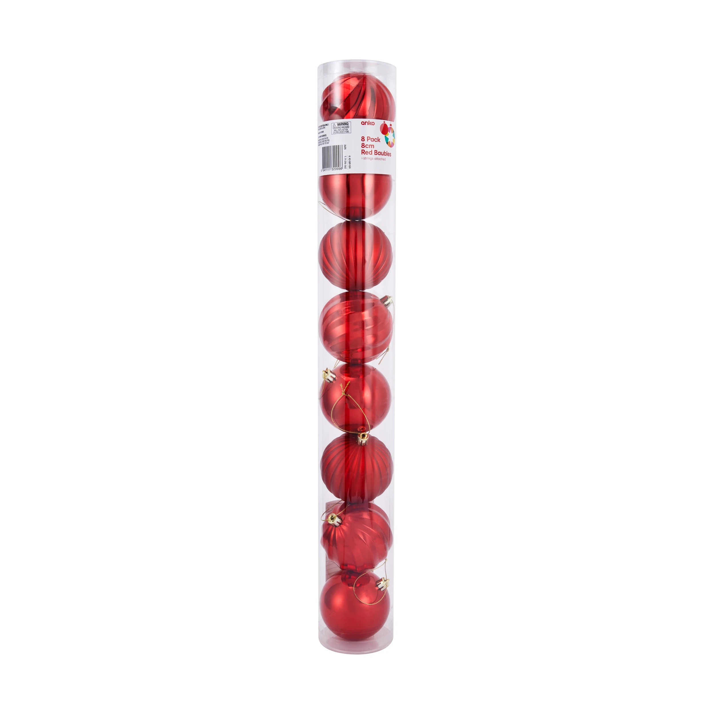 7 8 Pack 8cm Red Baubles, 7 of 7
