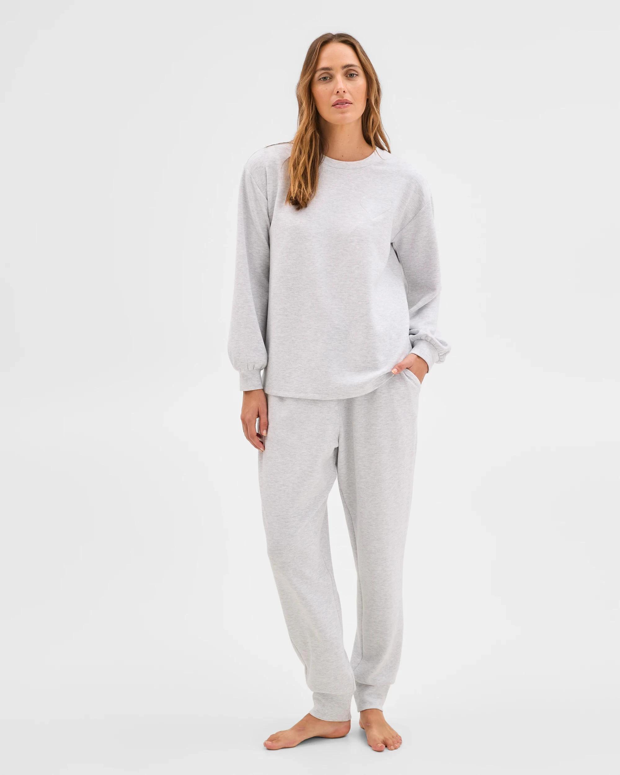 1 Target Woman Long Sleeve Crew Sleep Sweatshirt GREY MARLE, 1 of 6