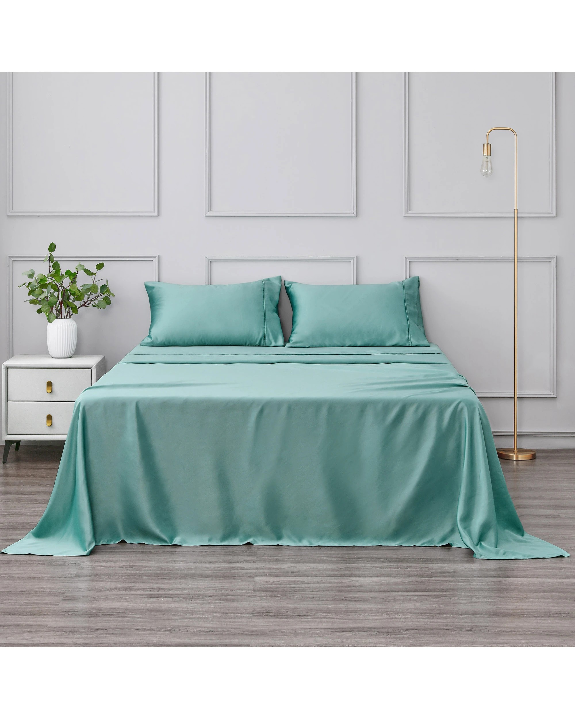 1 Dreamaker Matte Satin Sheet Set - King Bed - Duckegg, 1 of 8