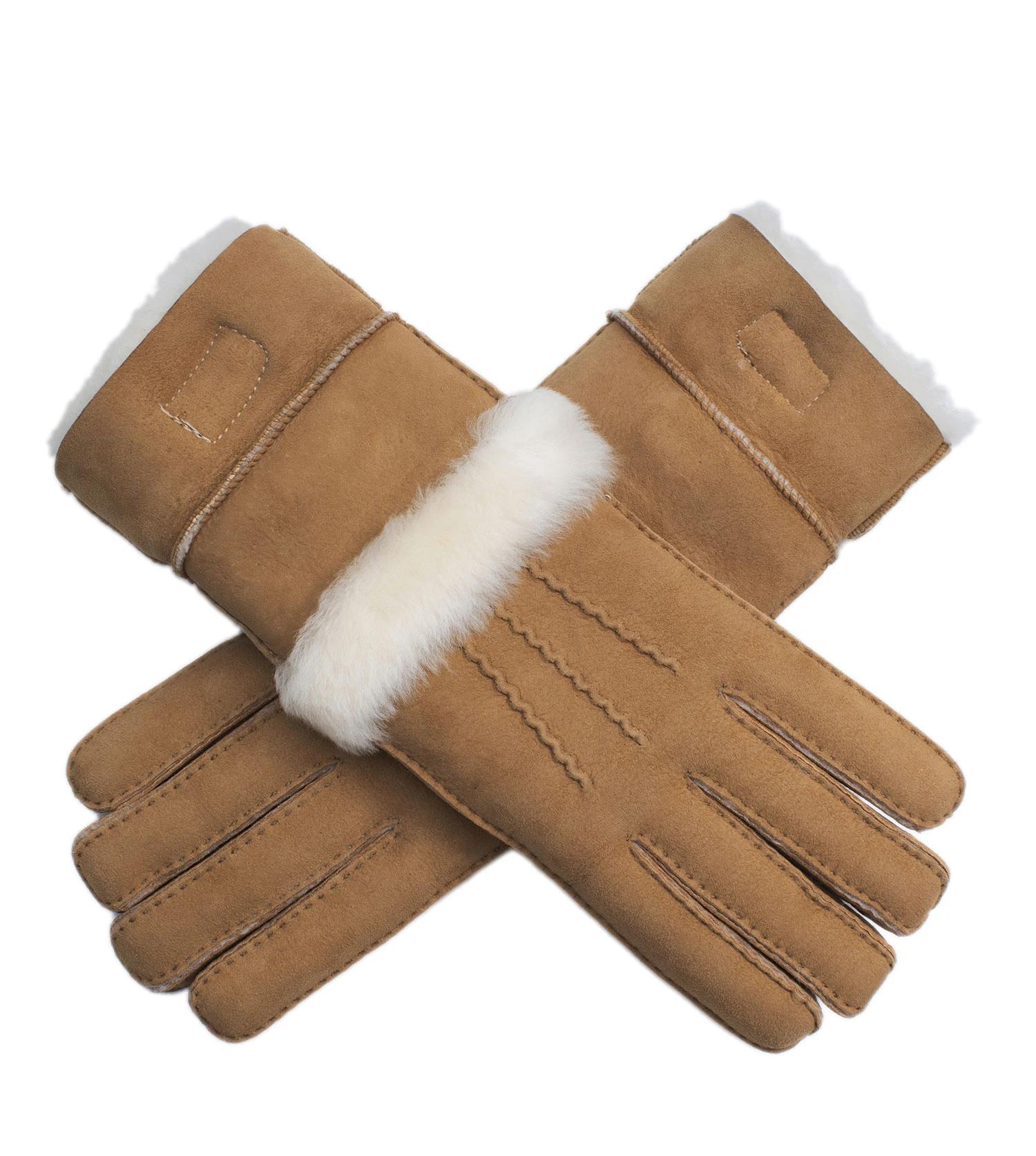 2 Australian Shepherd UGG Puni Fluffy Shearling Gloves CHESTNUT, 2 of 5