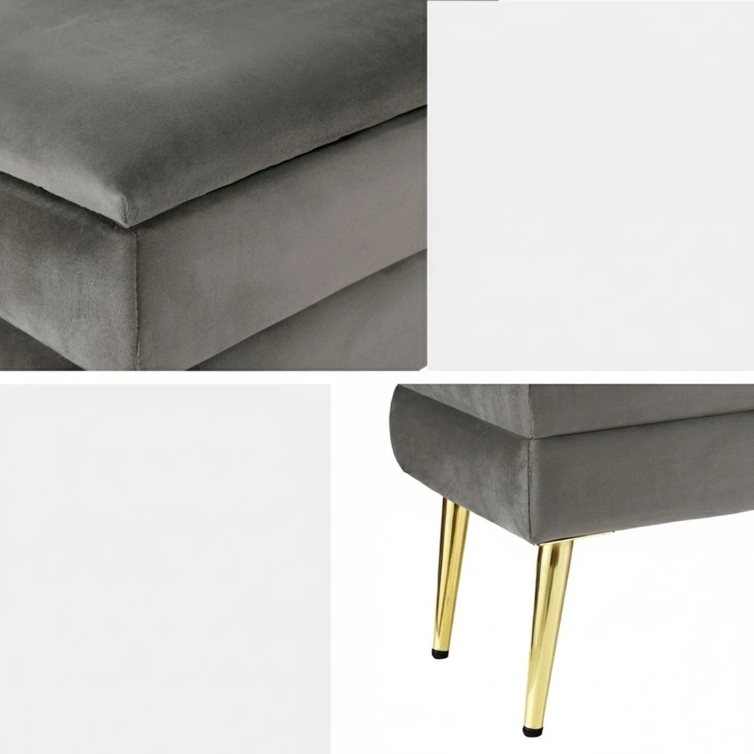 5 Artiss Ottoman Storage Foot Stool Velvet - Grey, 5 of 6