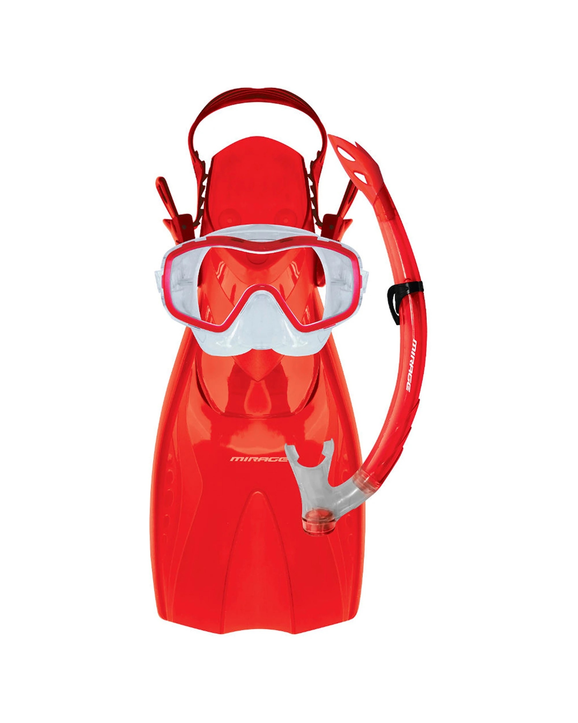 1 Mirage 4pc Shrimp Large XL Silitex Mask Snorkel Fin Set Junior - Red, 1 of 1