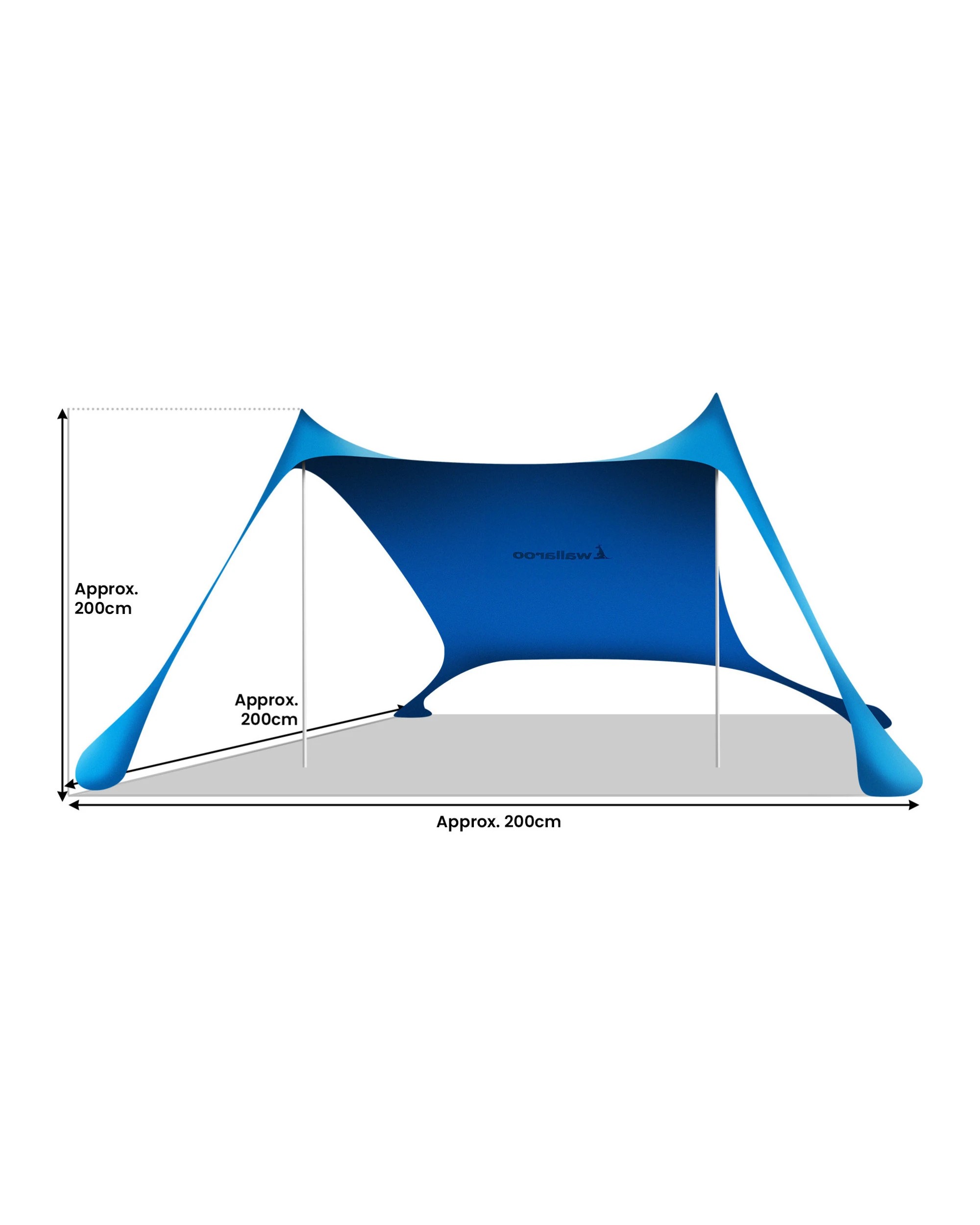 2 Wallaroo 2m x 2m Family Blue Beach Tent Canopy Beach Outdoor Sunshade Polyester - Blue, 2 of 7