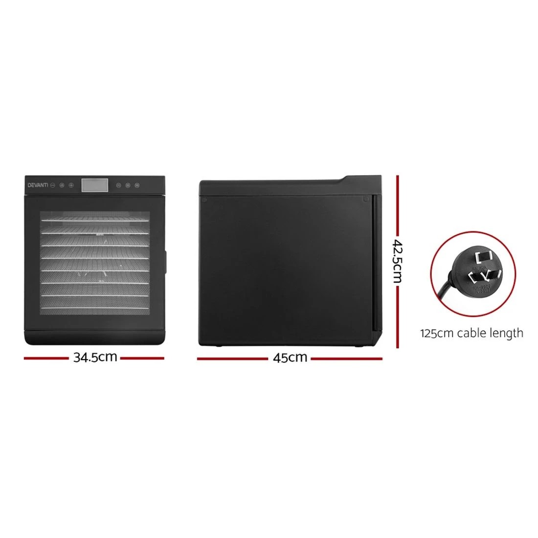 2 Devanti 10 Trays Food Dehydrator Stainless Steel Tray - Black, 2 of 7