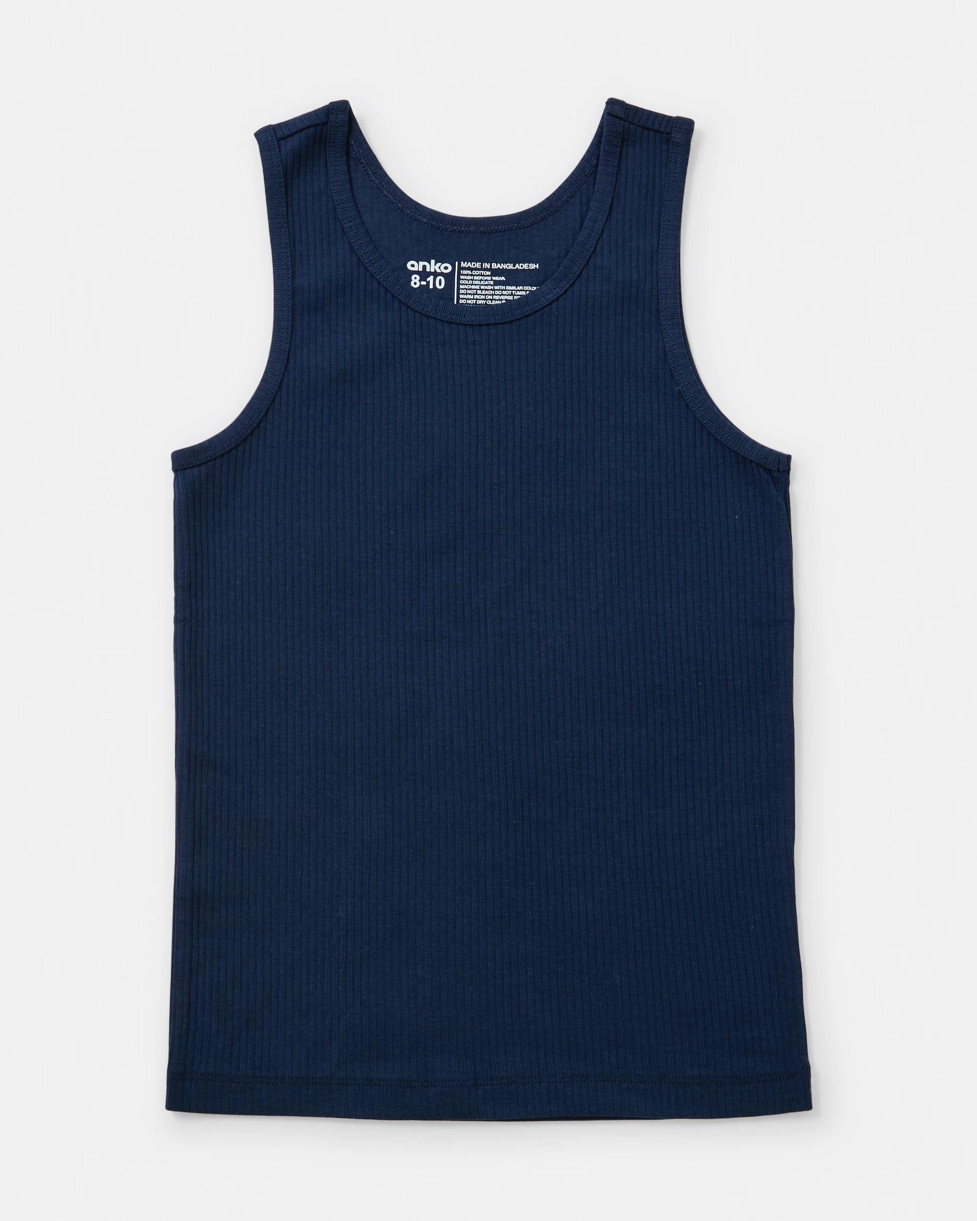 3 3 Pack Singlets White/navy, 3 of 6