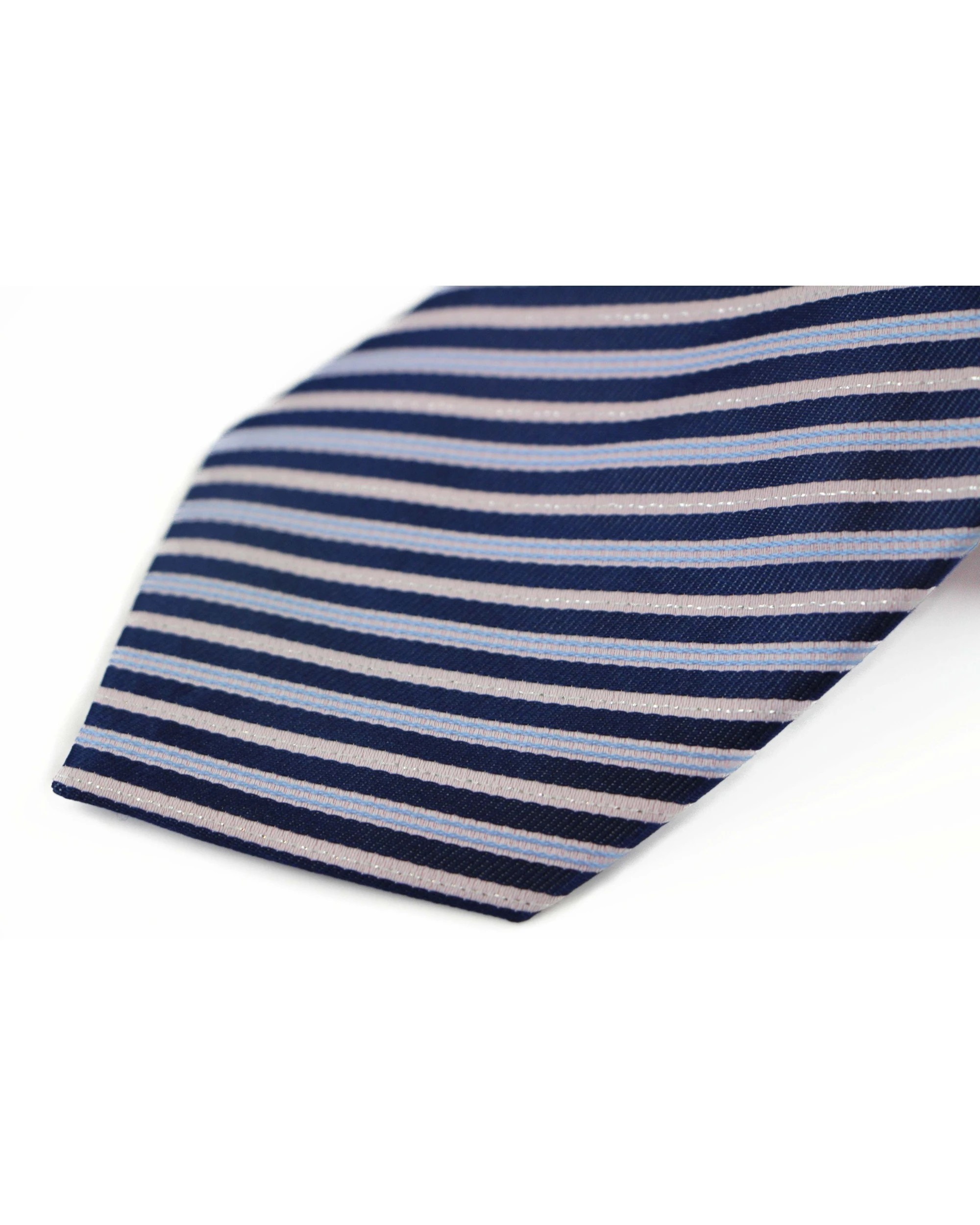 2 Zasel Mens Navy & Salmon Striped 8cm Patterned Neck Tie, 2 of 2