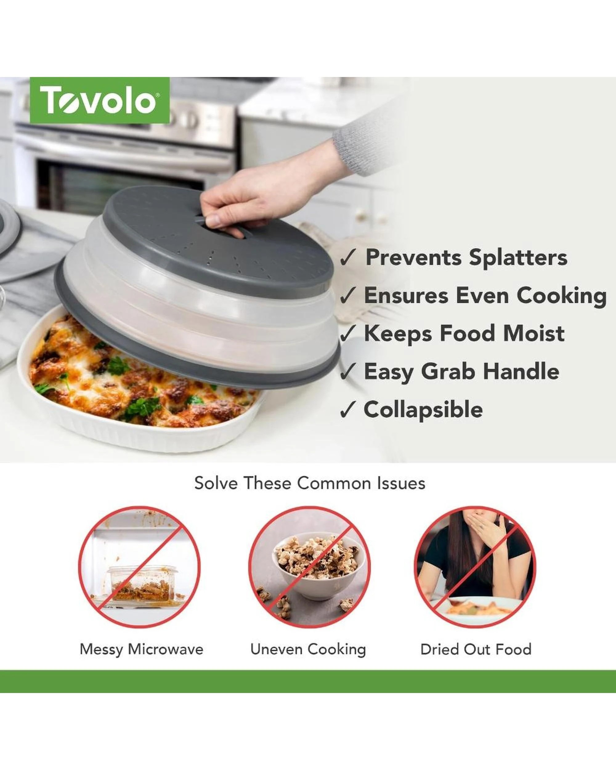 7 Tovolo Collapsible Microwave Food Cover AntiSplatter 26cm Charcoal  Set of 2, 7 of 9