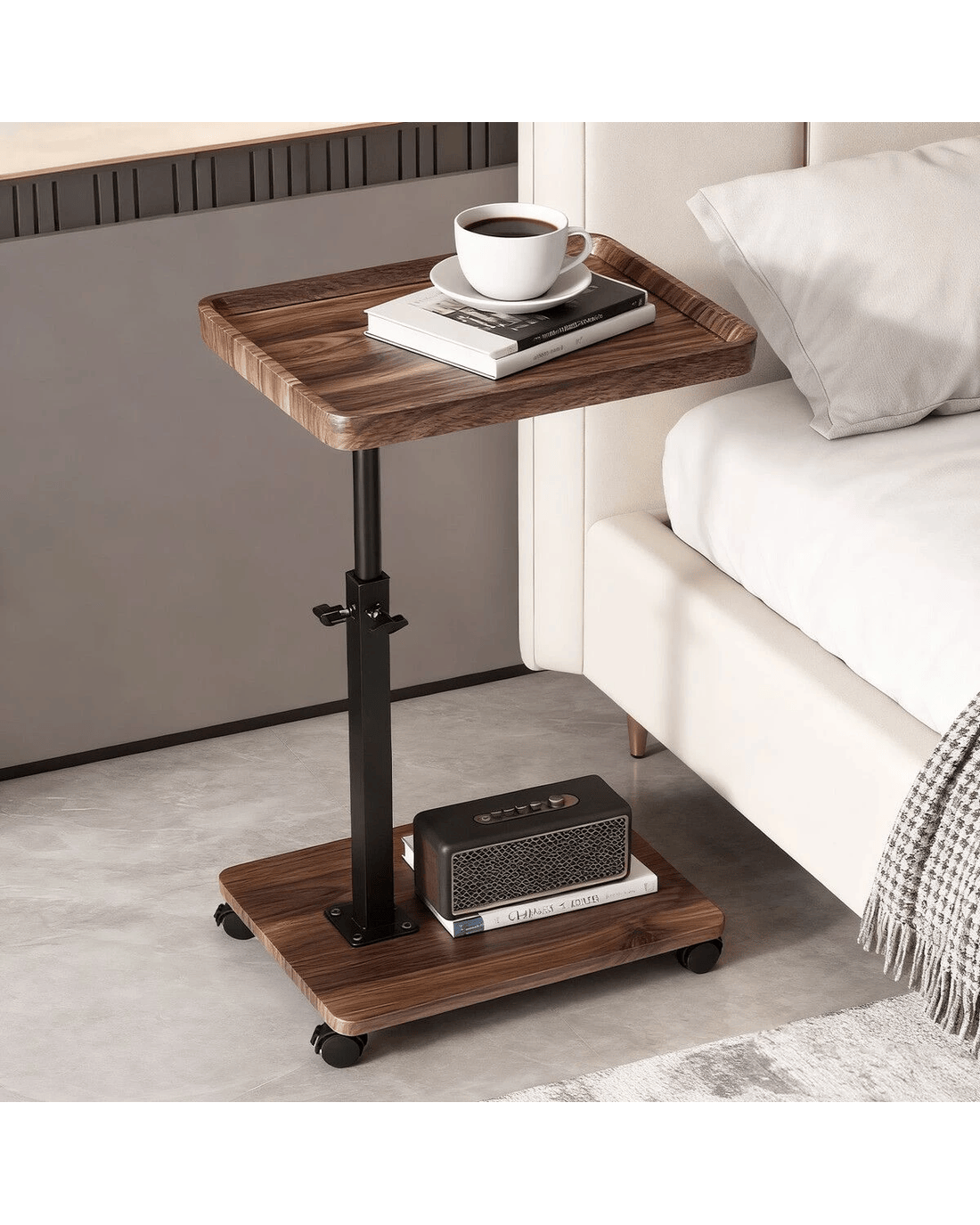 AUSWAY Mobile Laptop Table C Shaped Coffee Sofa Bed Side Desk - Kmart
