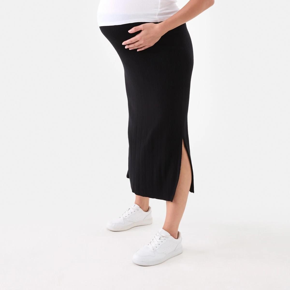 2 Maternity Rib Column Skirt Black, 2 of 5